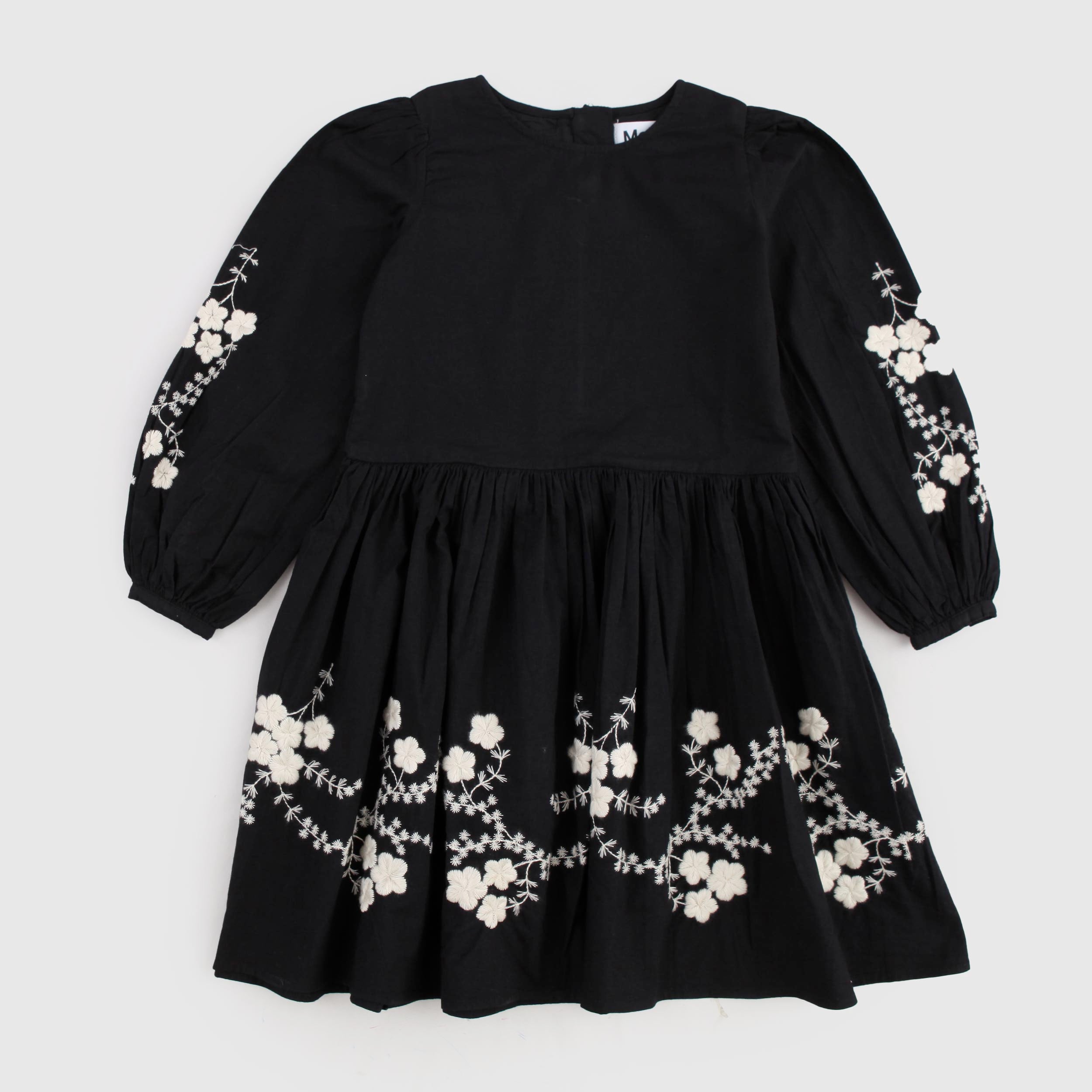 Abito Nero in Cotone con Ricami in Contrasto By MOLO