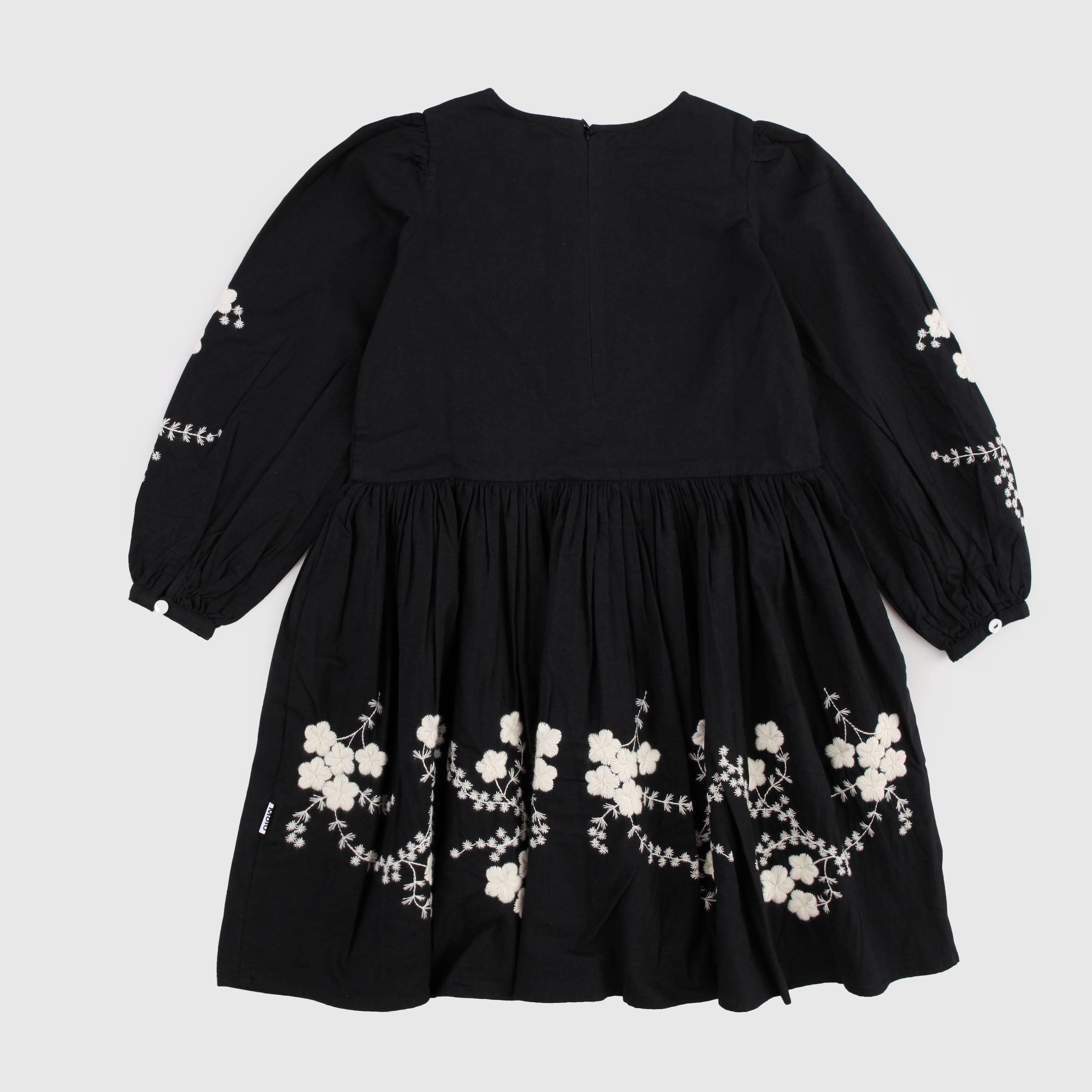 Abito Nero in Cotone con Ricami in Contrasto By MOLO