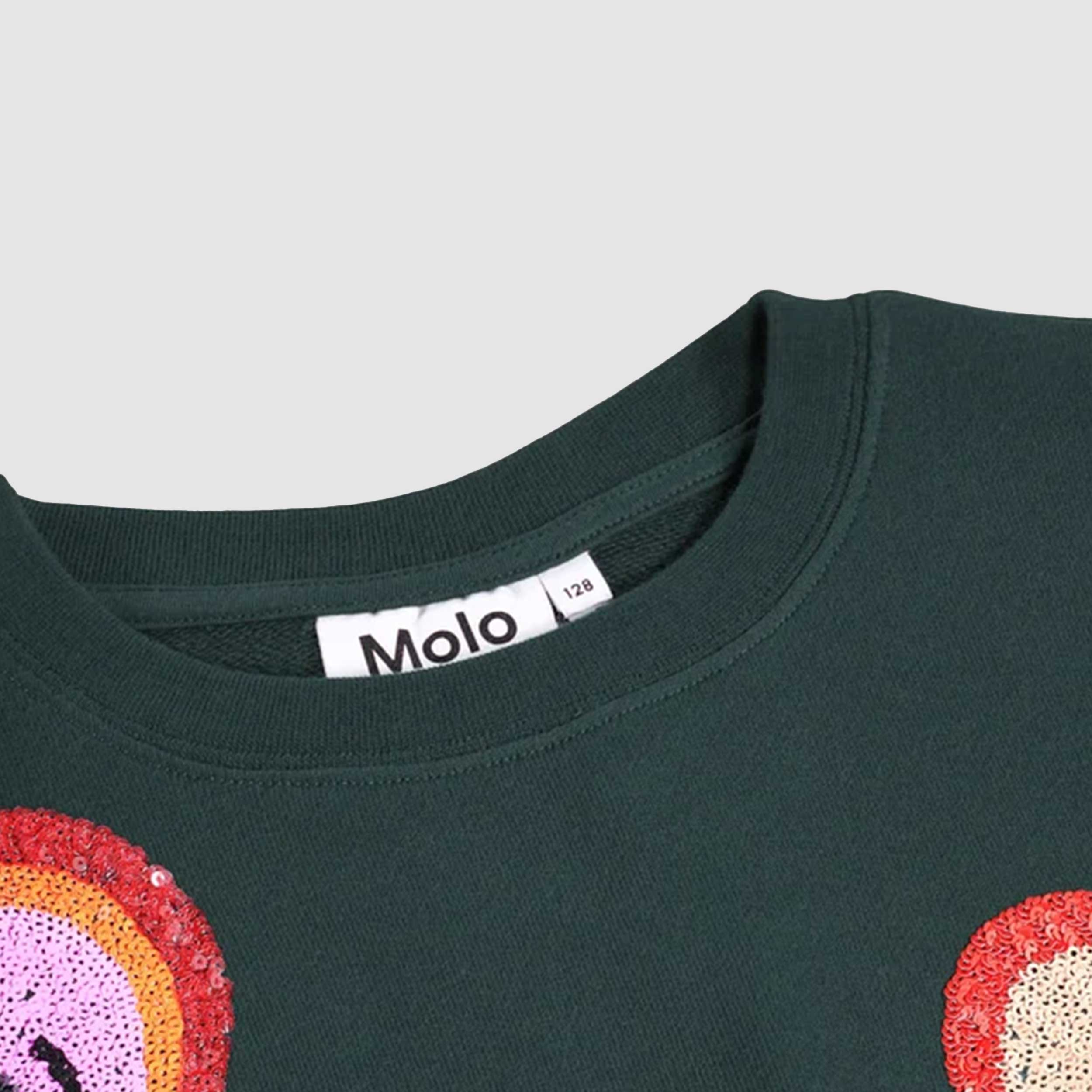 Green Cotton Sweatshirt with Sequins for Girl by MOLO