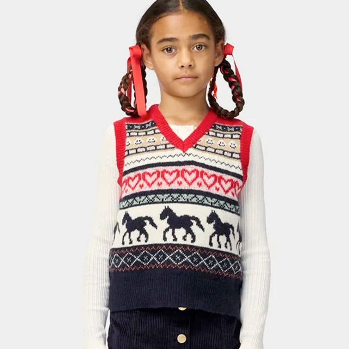 Grace Multicolor V-Neck Vest for Kids by MOLO