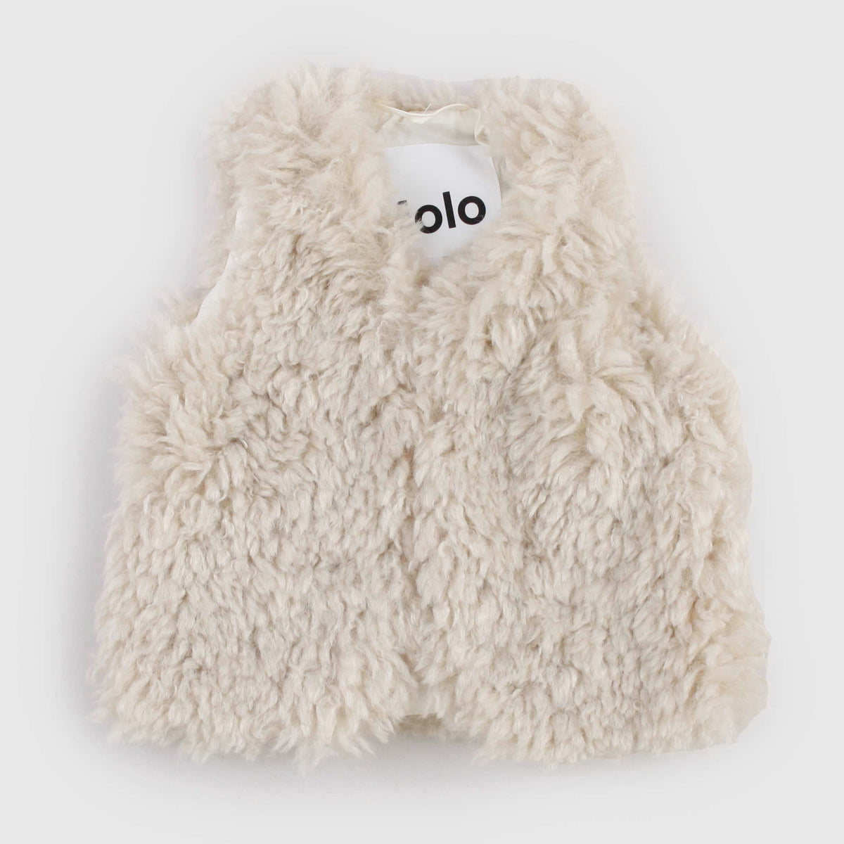 Beige Faux Shearling Vest for Kids by MOLO