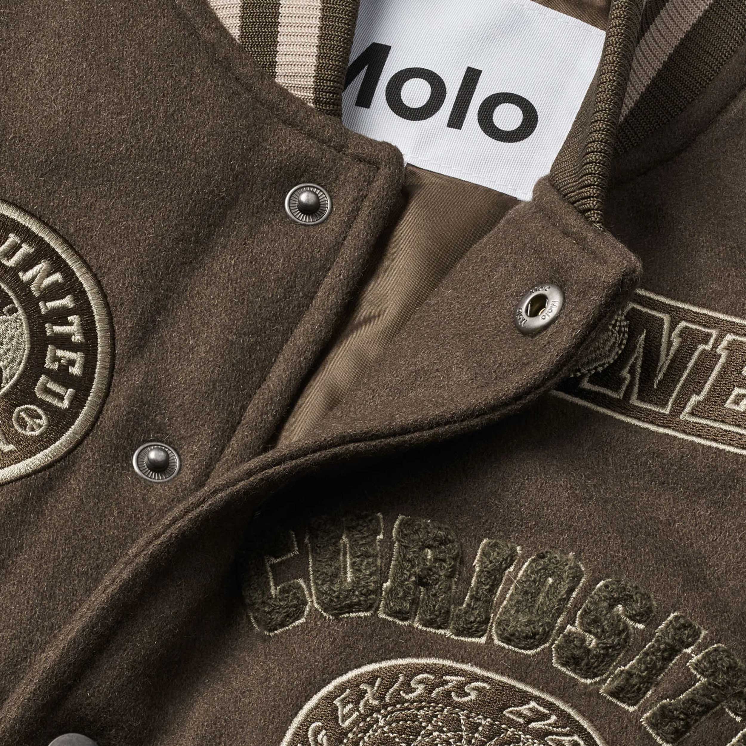 Brown Leather Faux Jacket with Patches for Kids by MOLO