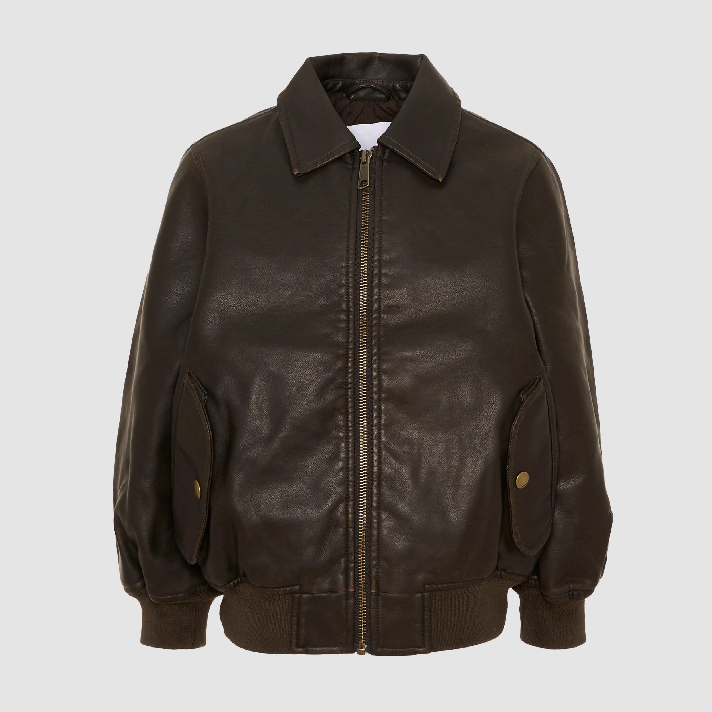 Giubbotto Bomber in Ecopelle Marrone By MOLO