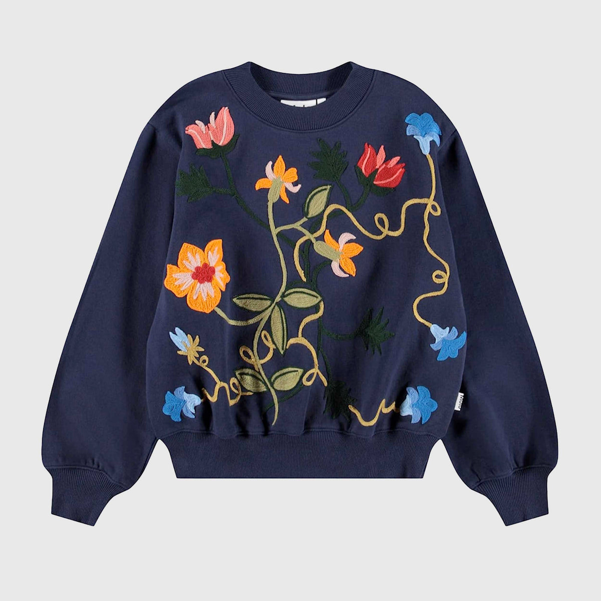 Blue Floral Embroidery Sweatshirt for Girl by MOLO