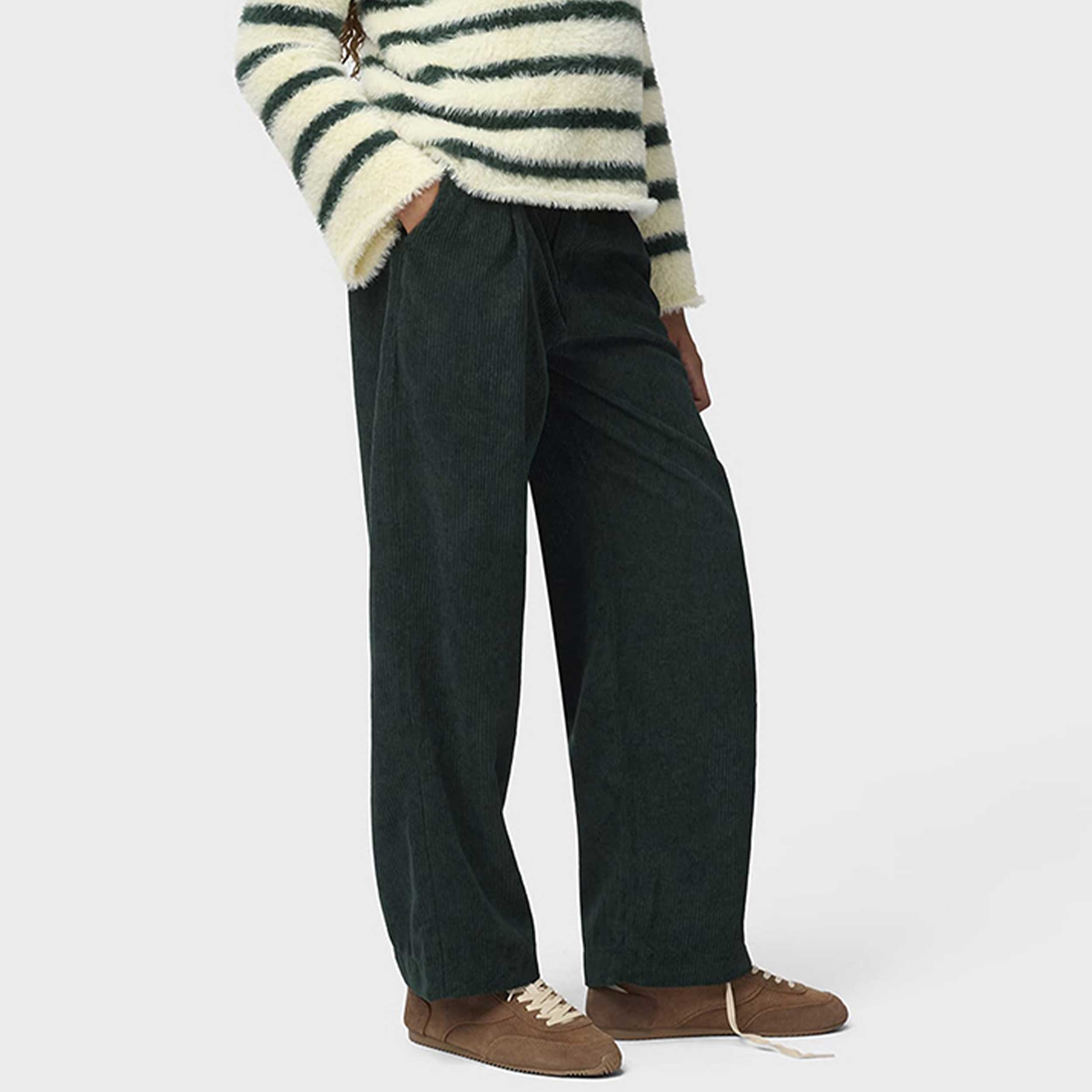 Alaine Green Ribbed Velvet Trousers for Boys by MOLO