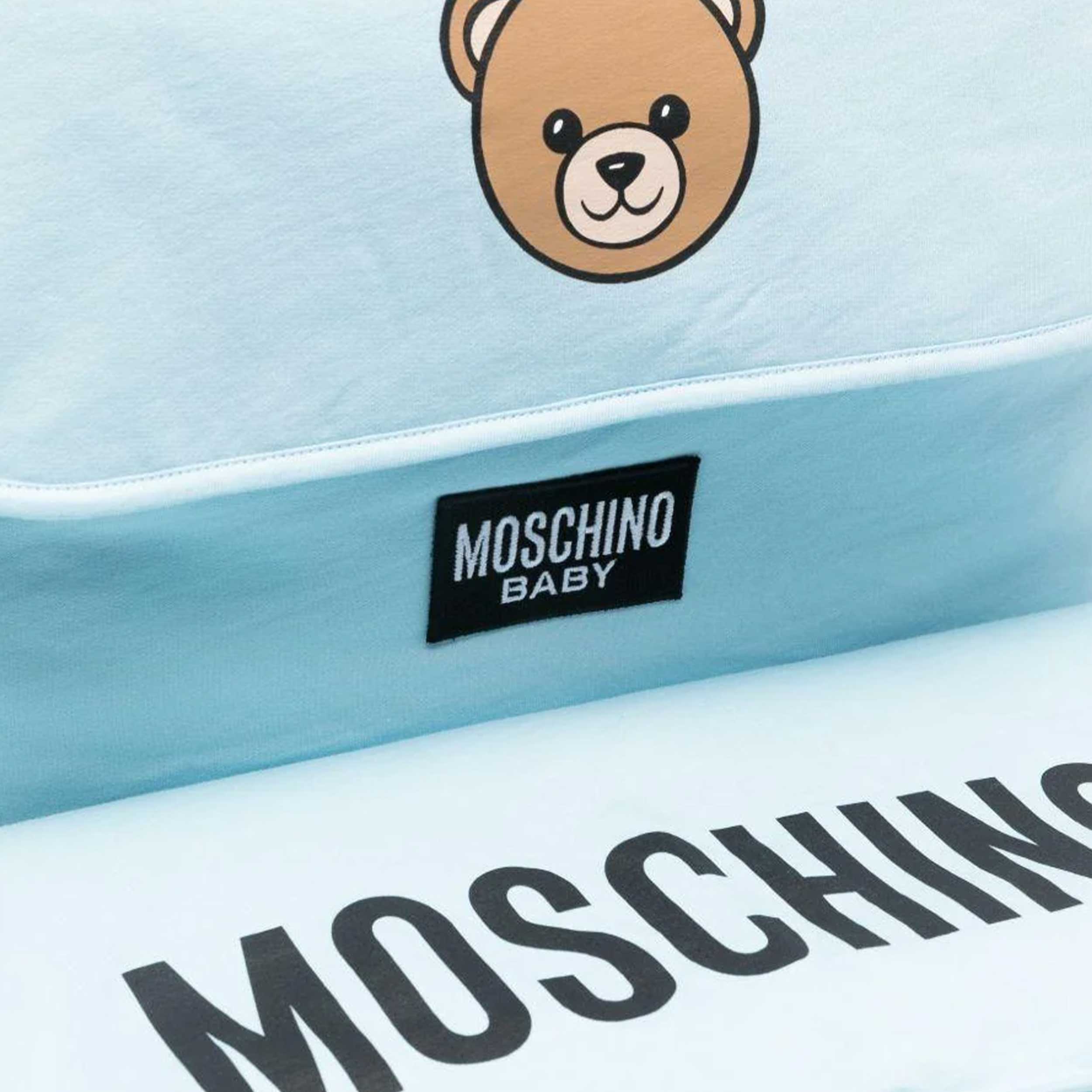 Borsa Mamma Azzurra con Stampa Teddy Firmata MOSCHINO