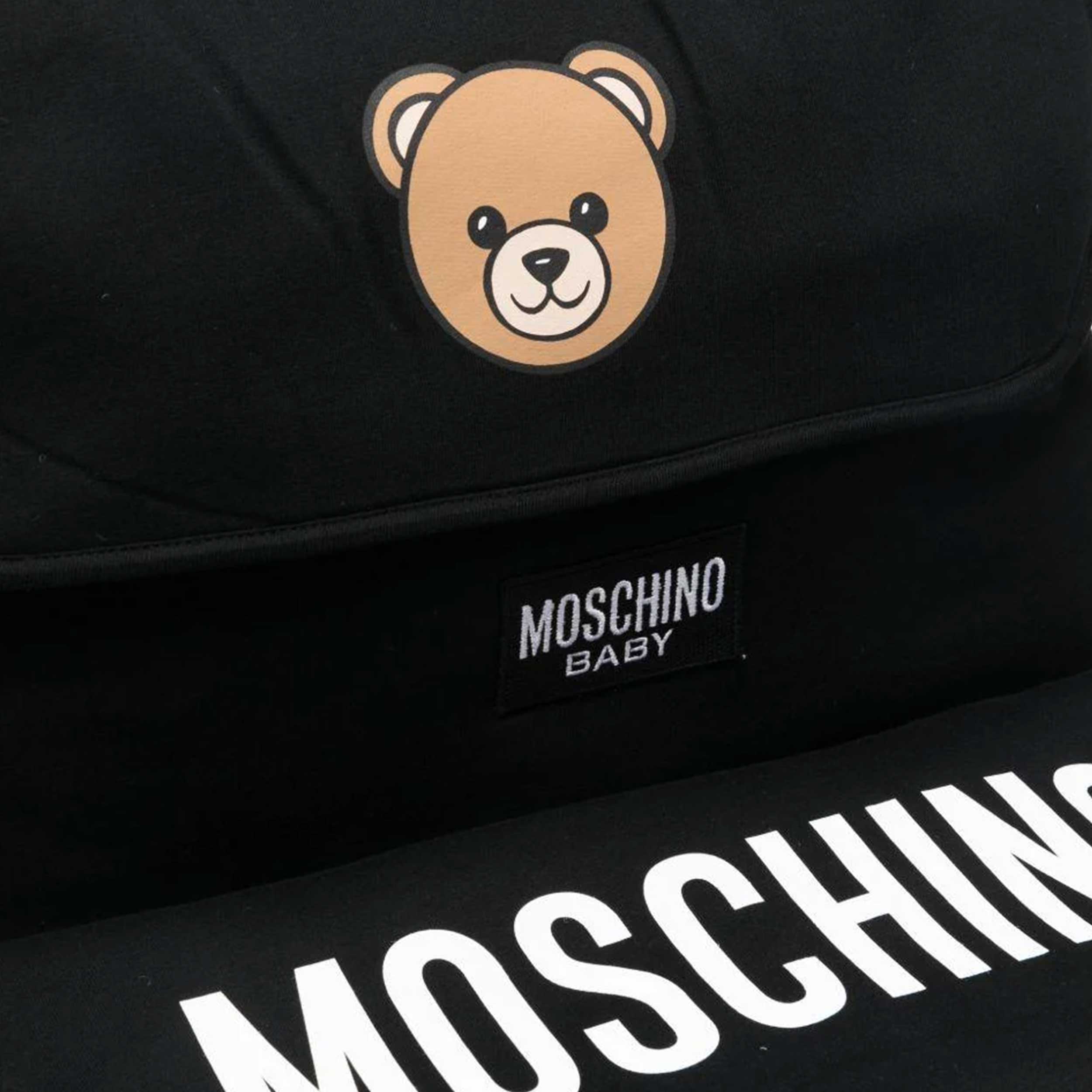 Borsa Mamma Nera con Stampa Teddy Firmata MOSCHINO