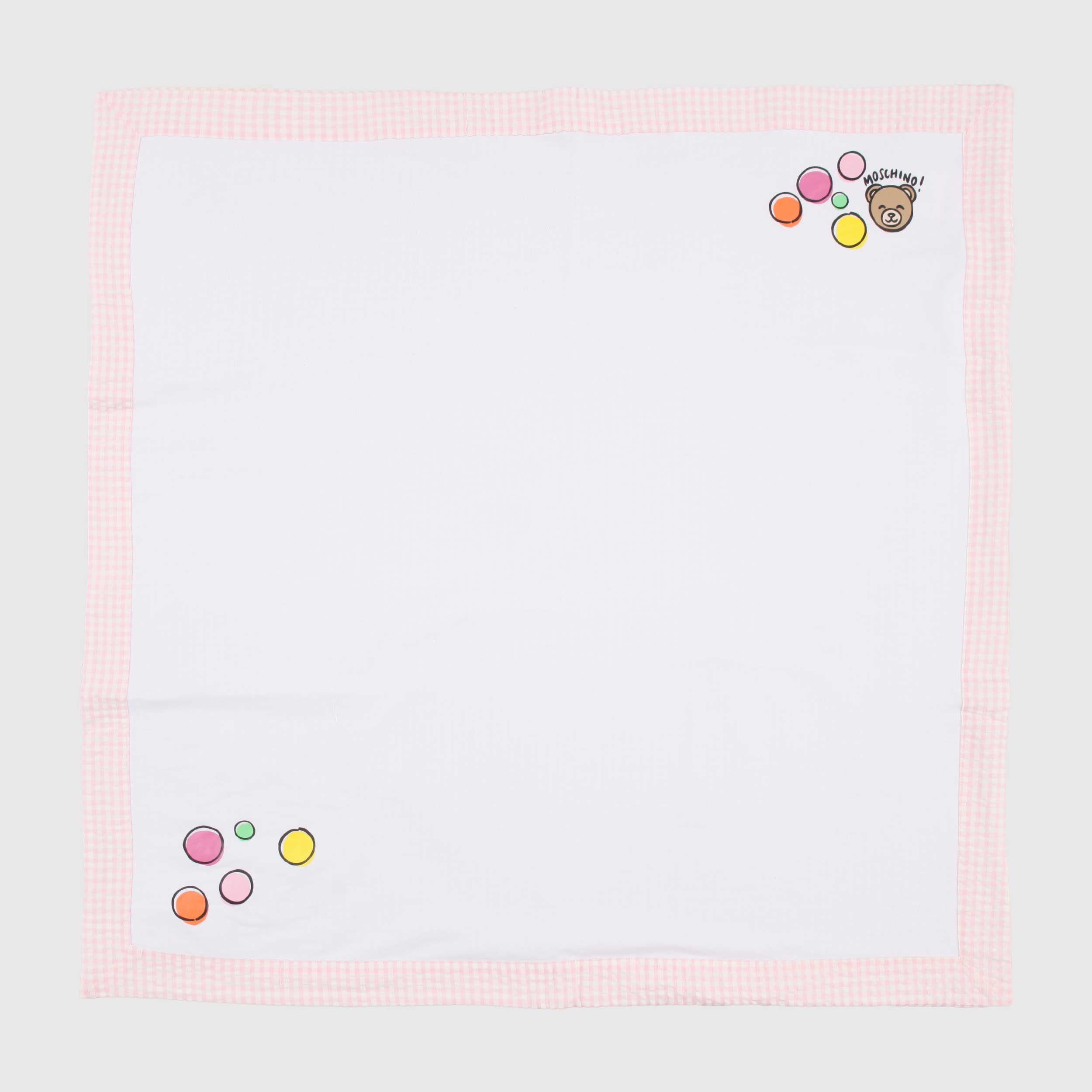 Copertina Bianca e Rosa Bordata Firmata MOSCHINO