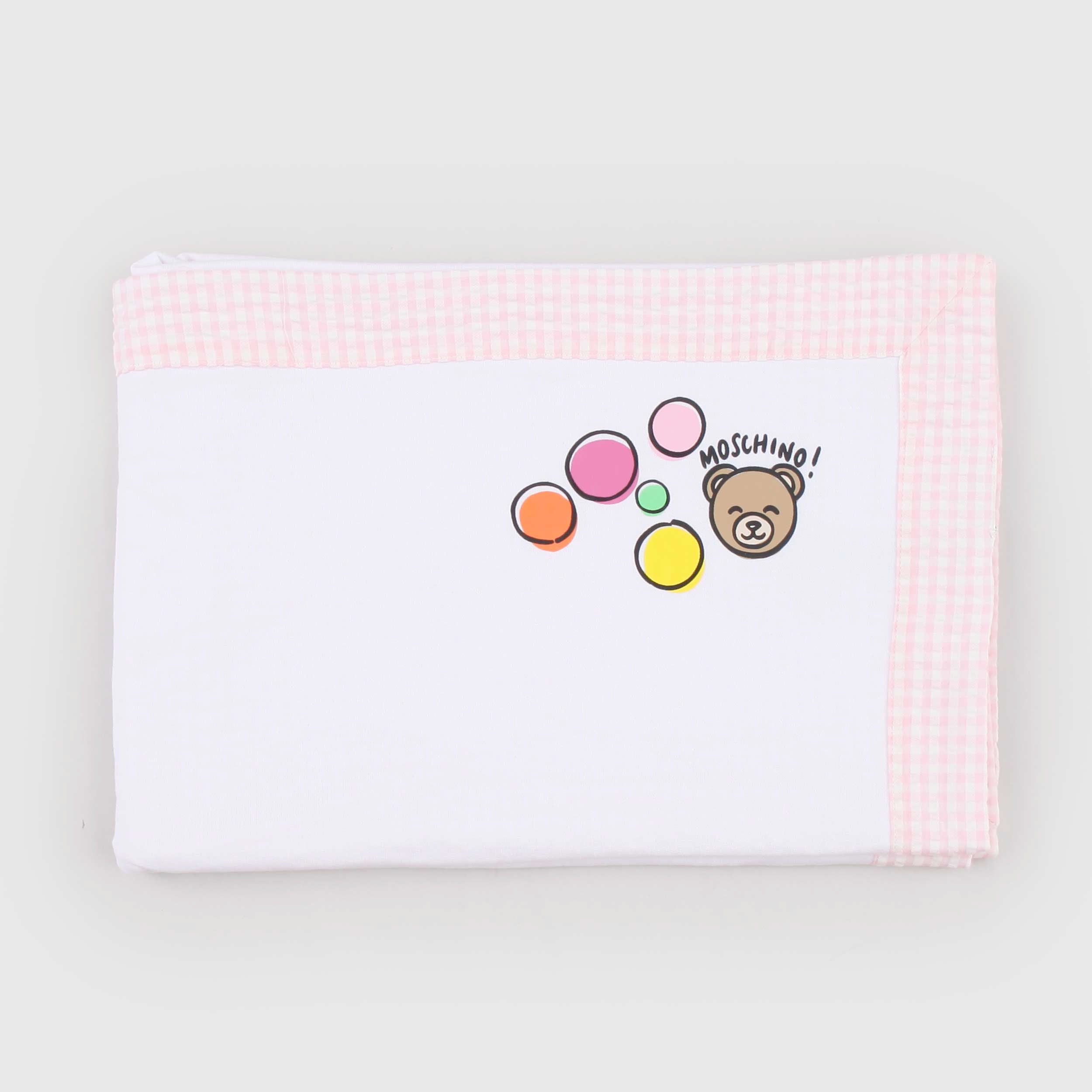 Copertina Bianca e Rosa Bordata Firmata MOSCHINO