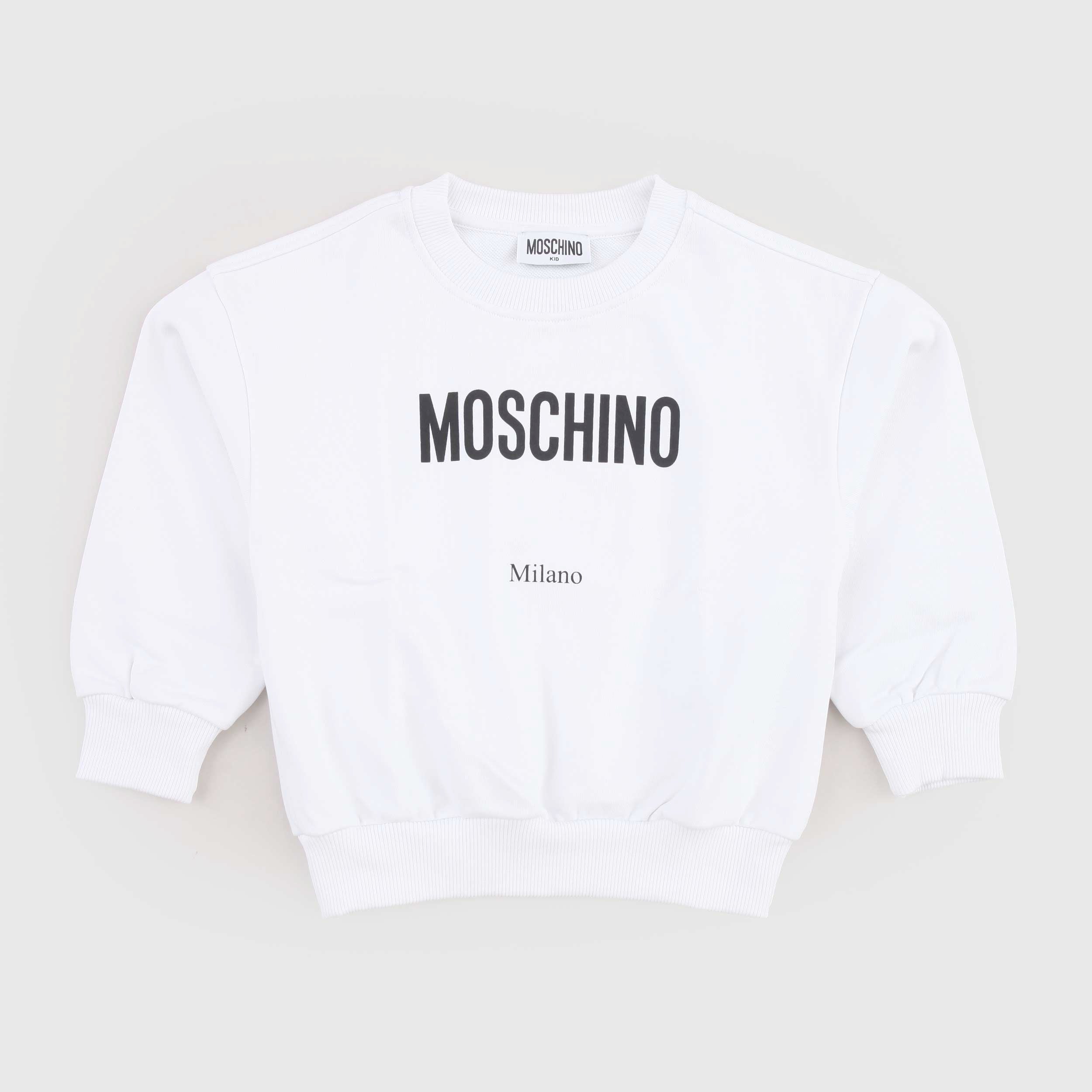 Felpa Bianca con Stampa Iconica Firmata MOSCHINO