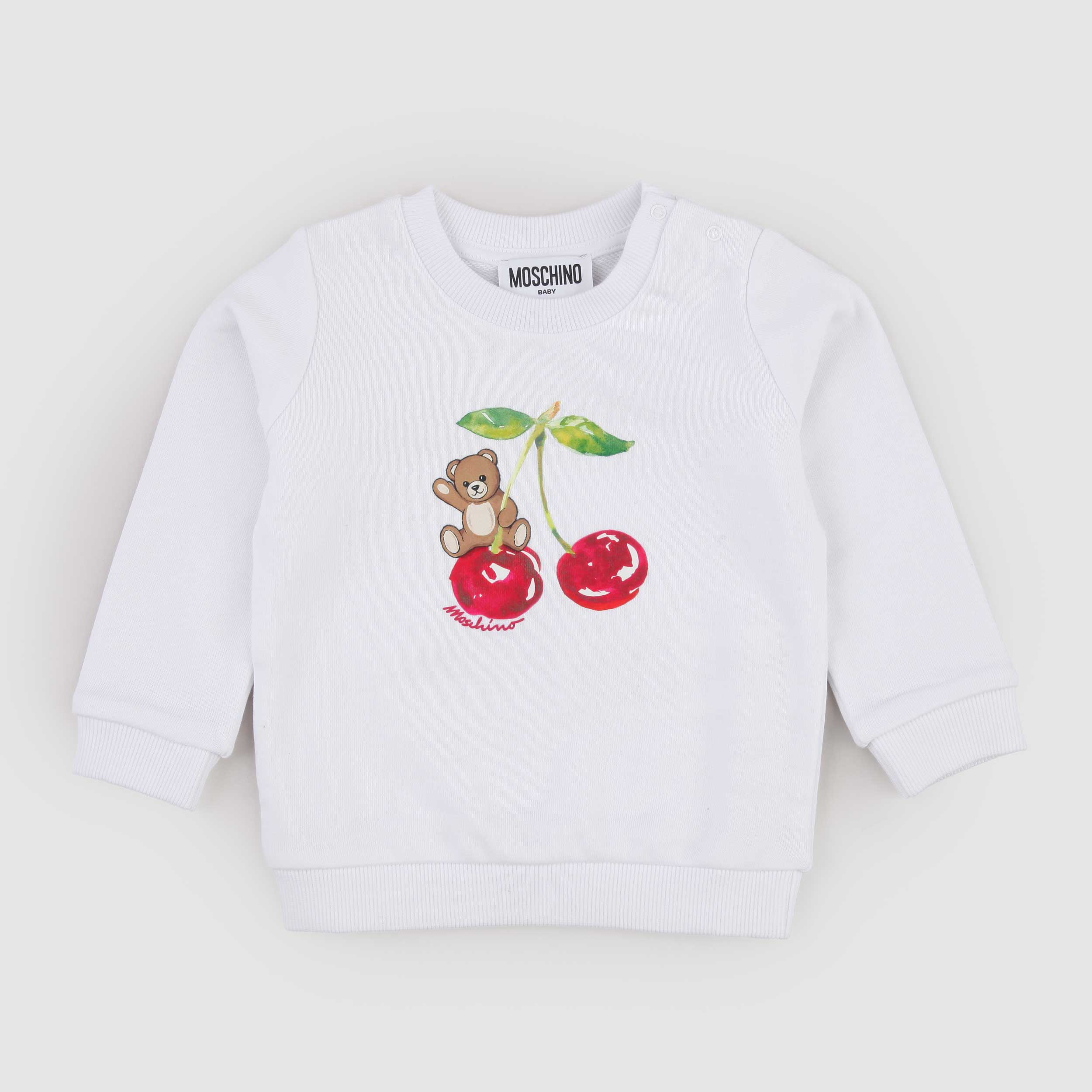 MOSCHINO White Sweatshirt with Buttons on the Shoulders