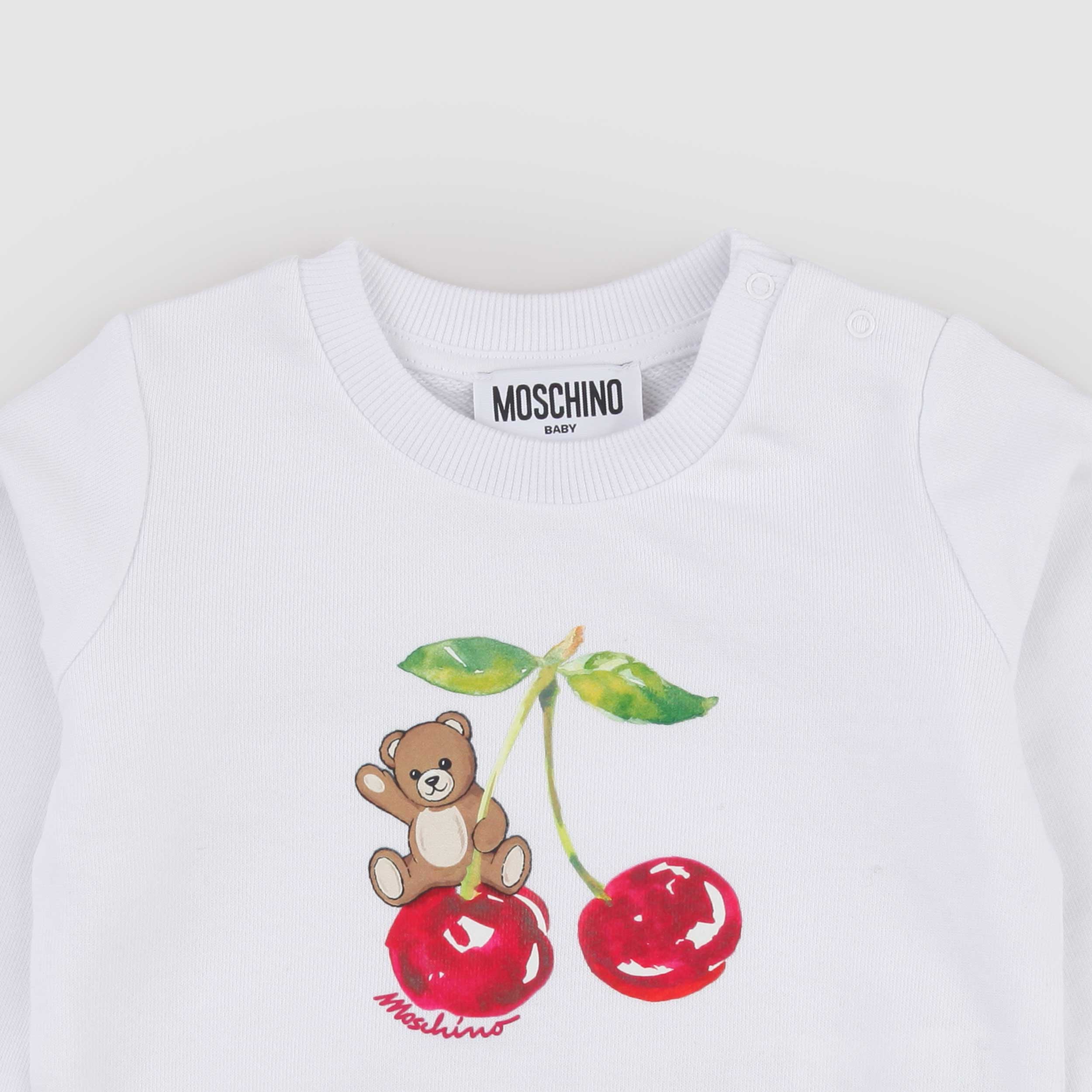 MOSCHINO White Sweatshirt with Buttons on the Shoulders