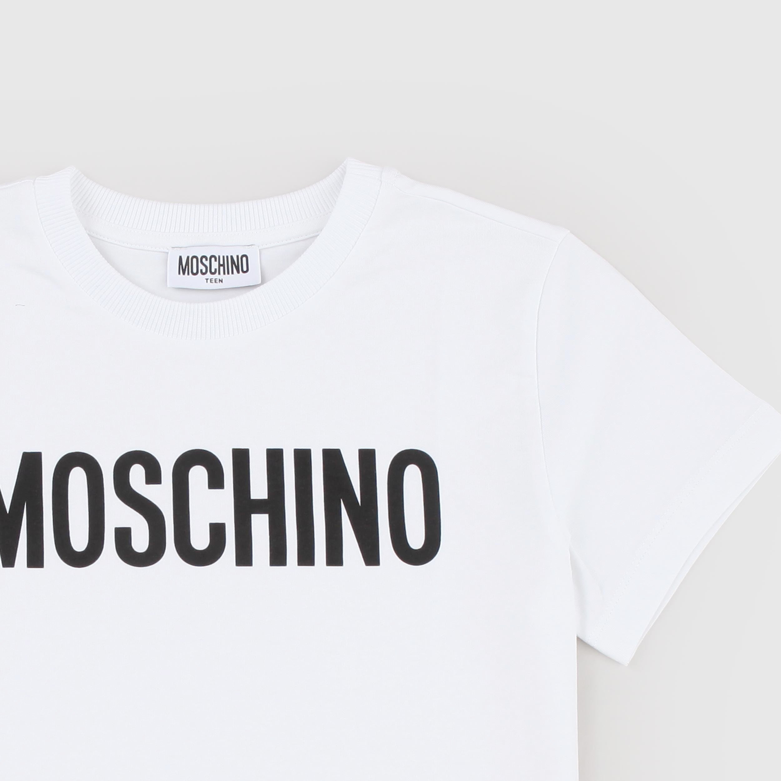 White T-shirt with iconic black print by MOSCHINO