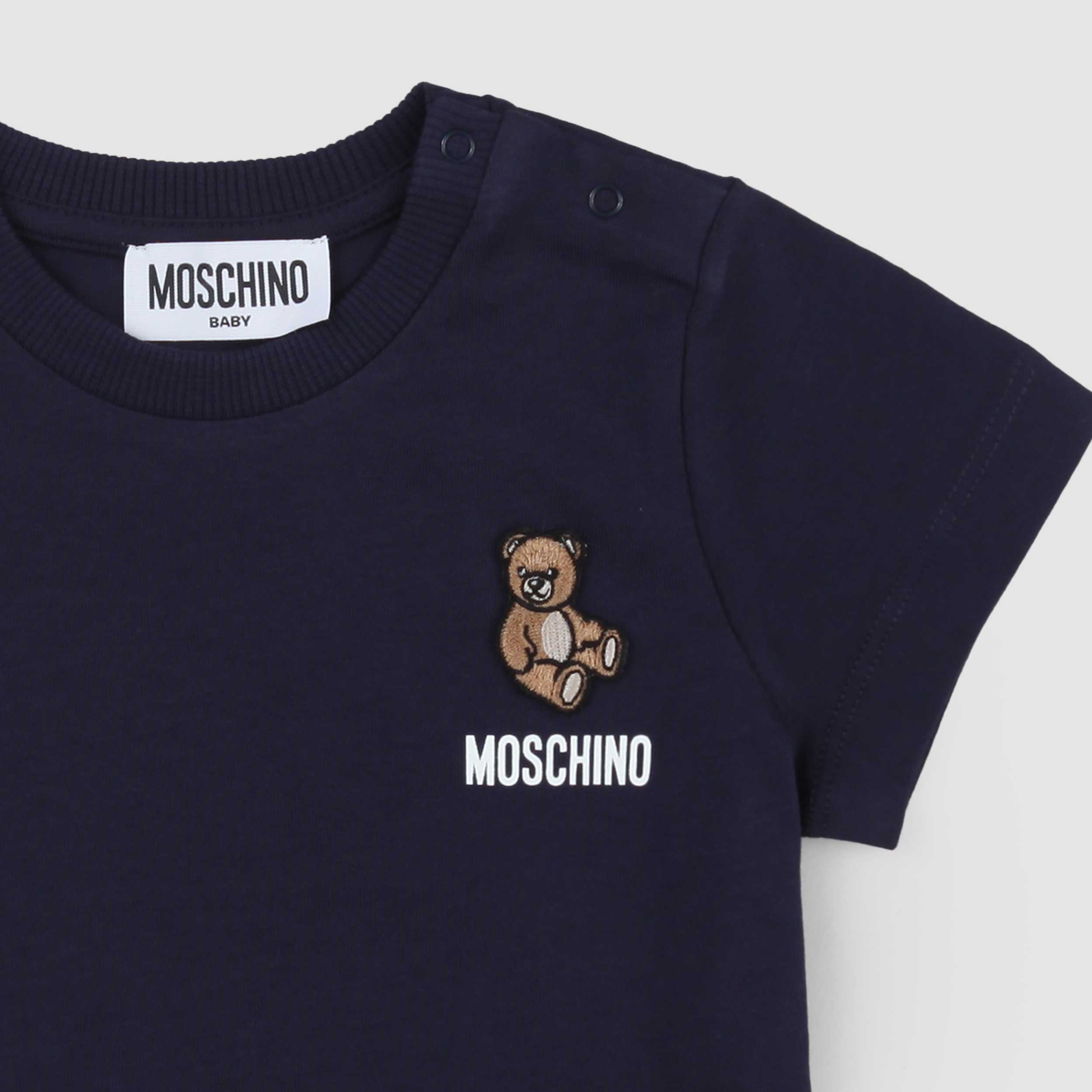 T-shirt Blu Girocollo con Orsetto Firmata MOSCHINO