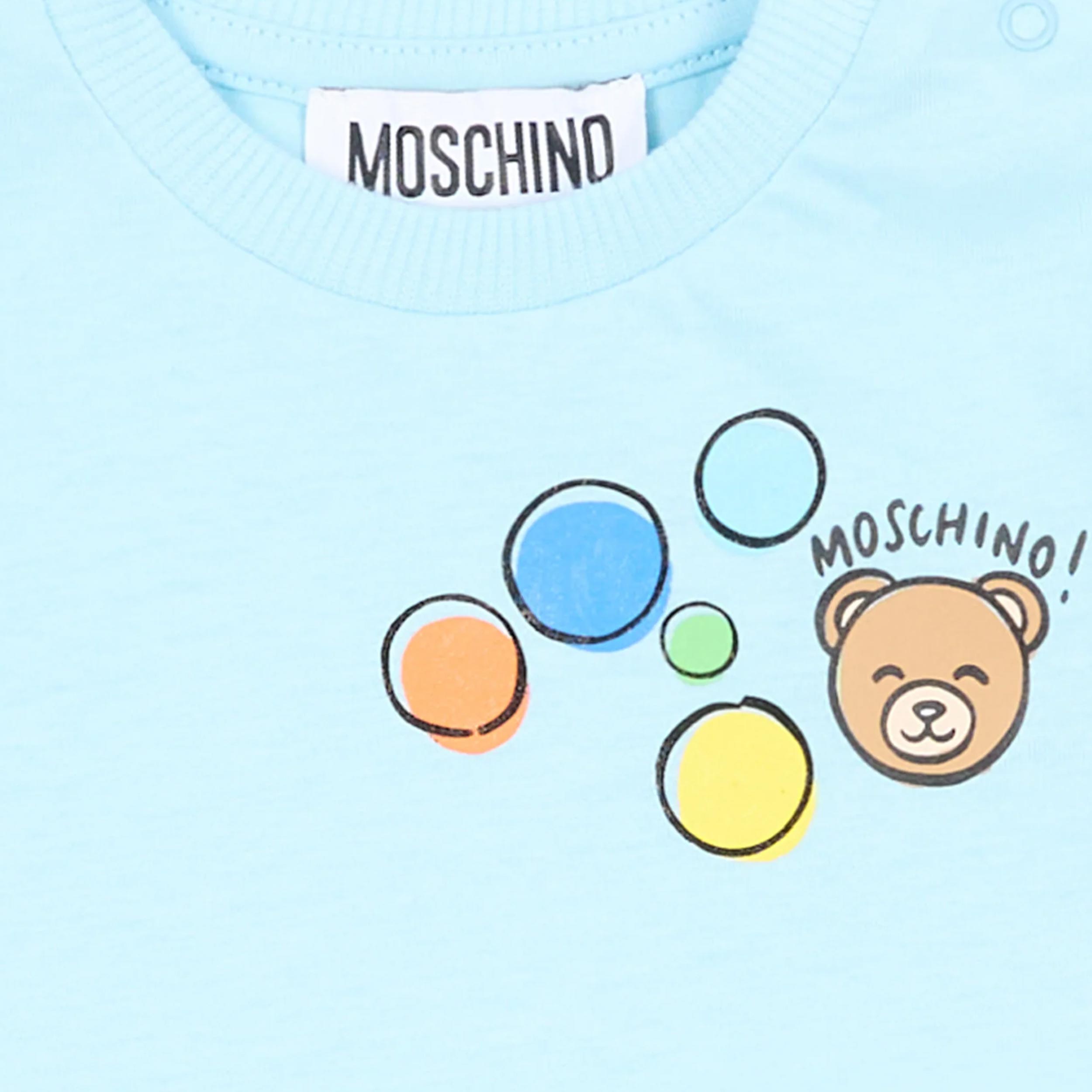 MOSCHINO Light Blue Snap-Front T-Shirt