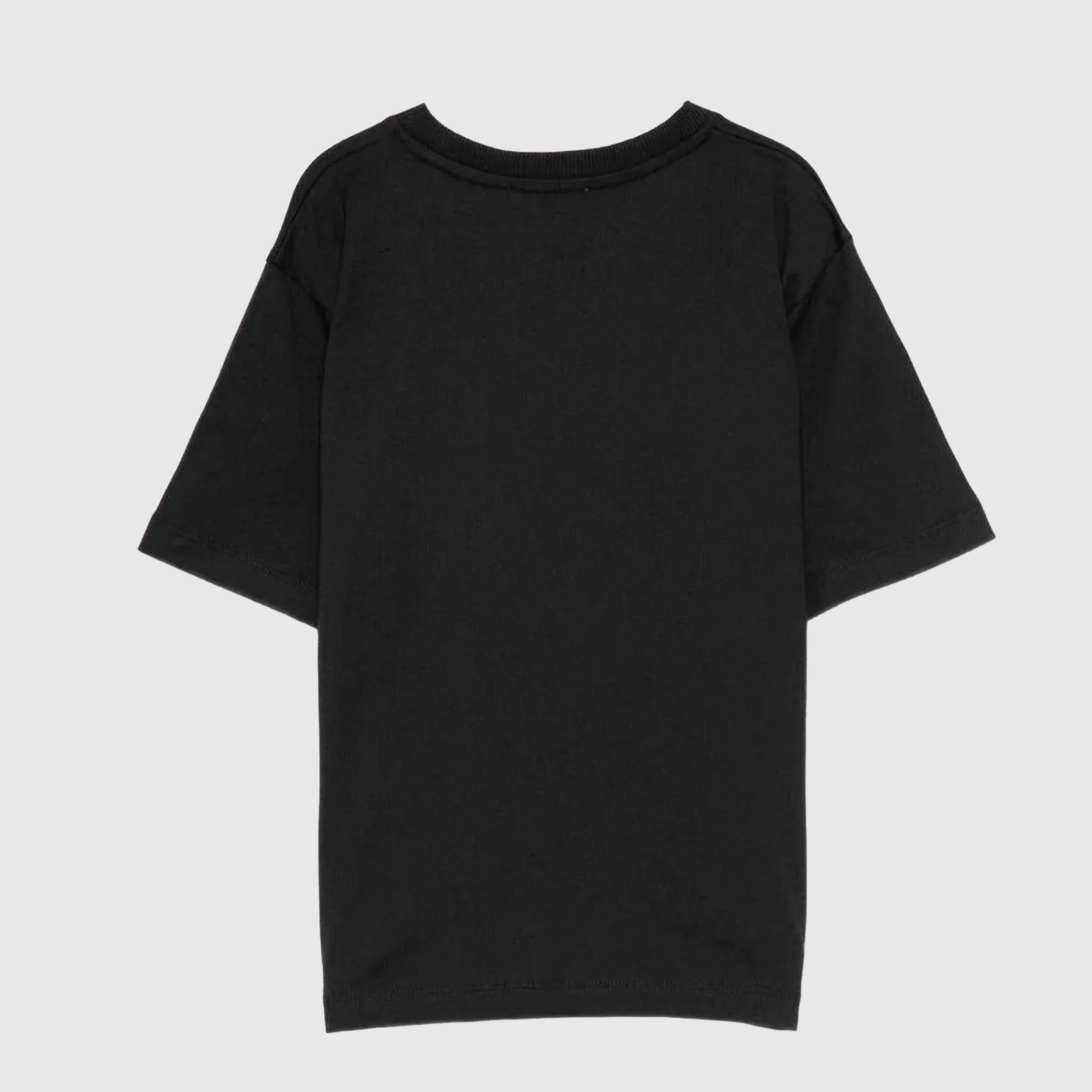 T-shirt Nera con Stampa in Contrasto Firmata MOSCHINO