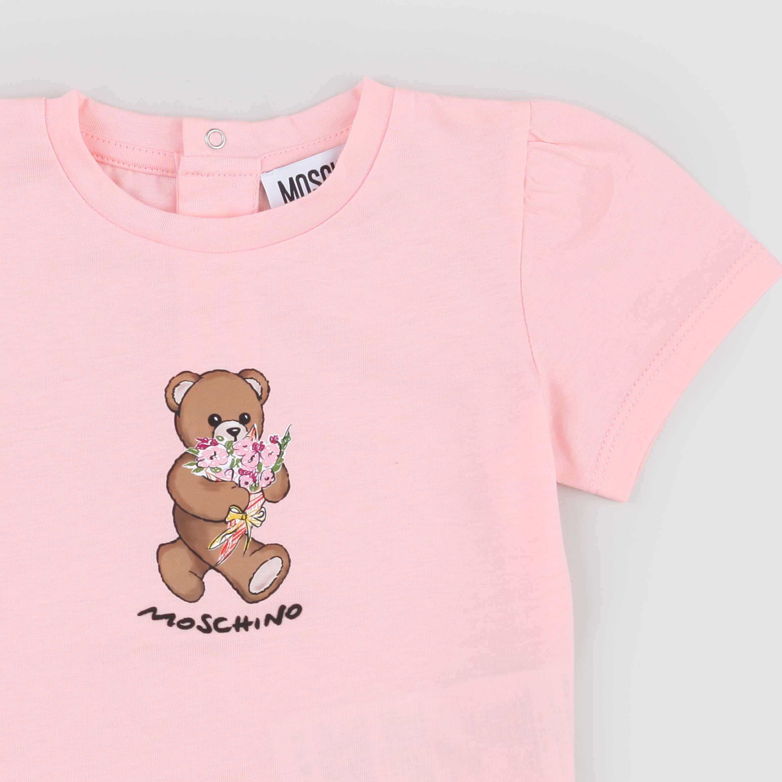 Pink T-shirt with Teddy on the Front by MOSCHINO