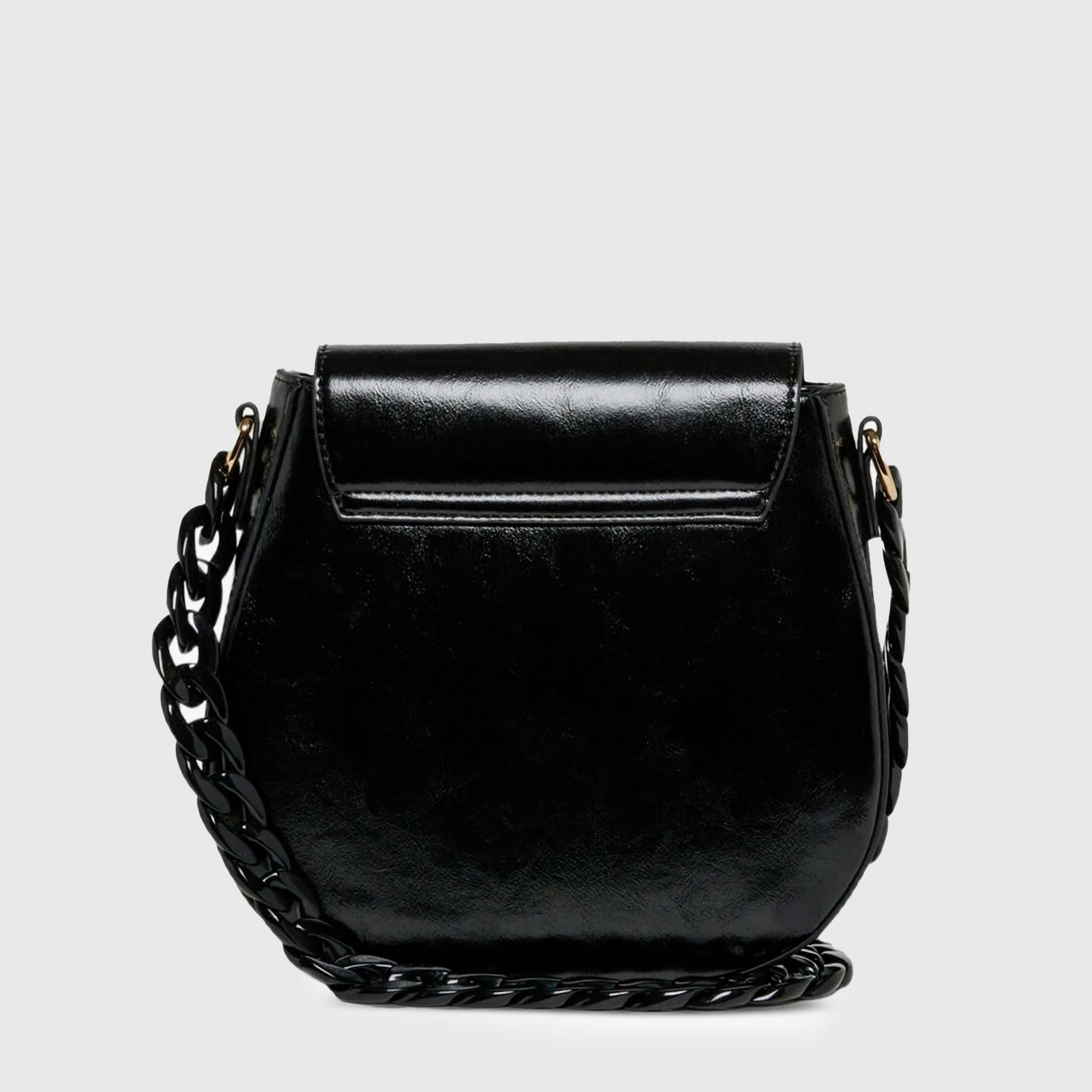 Black Shoulder Bag with Signature Logo Plaque MM6