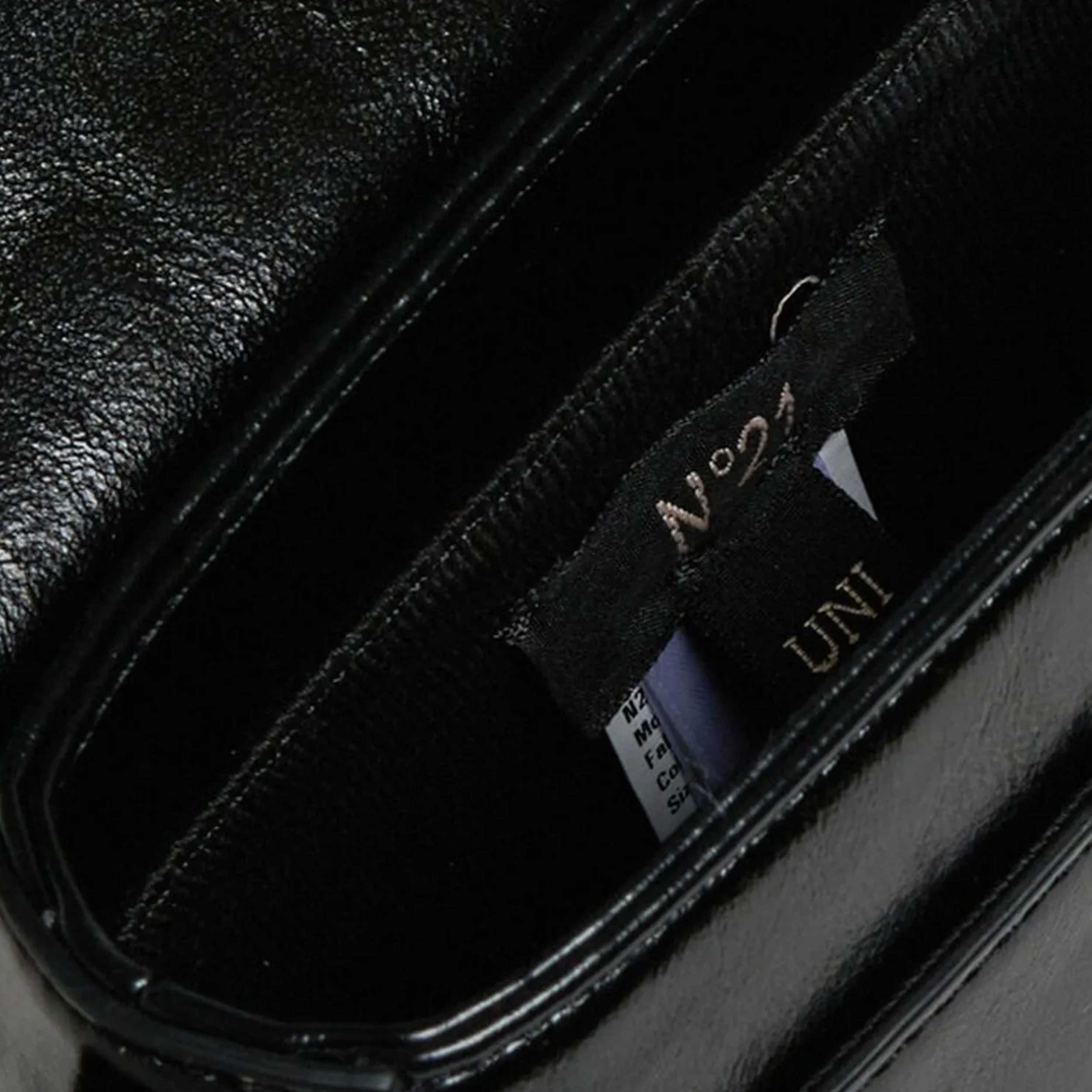 Black Shoulder Bag with Signature Logo Plaque MM6