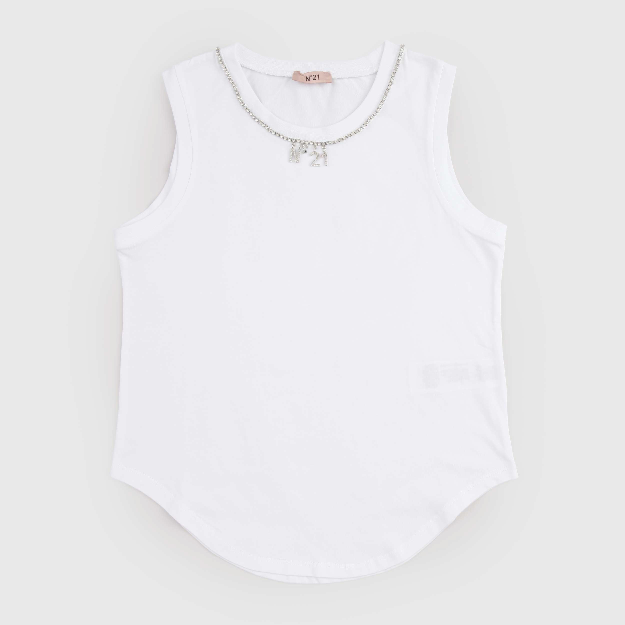 Canottiera Bianca Impreziosita Con Collana Firmata N.21