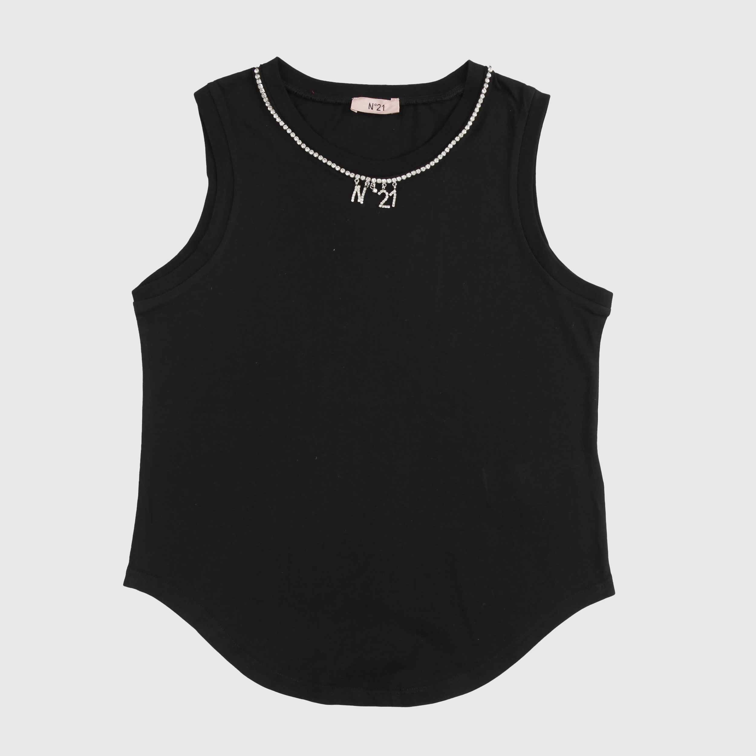 Canottiera Nera Con Piccoli Strass Firmata N.21