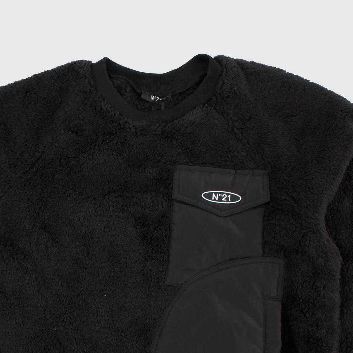 Black Sweatshirt in Fleece and Waterproof Fabric for Boys by N°21