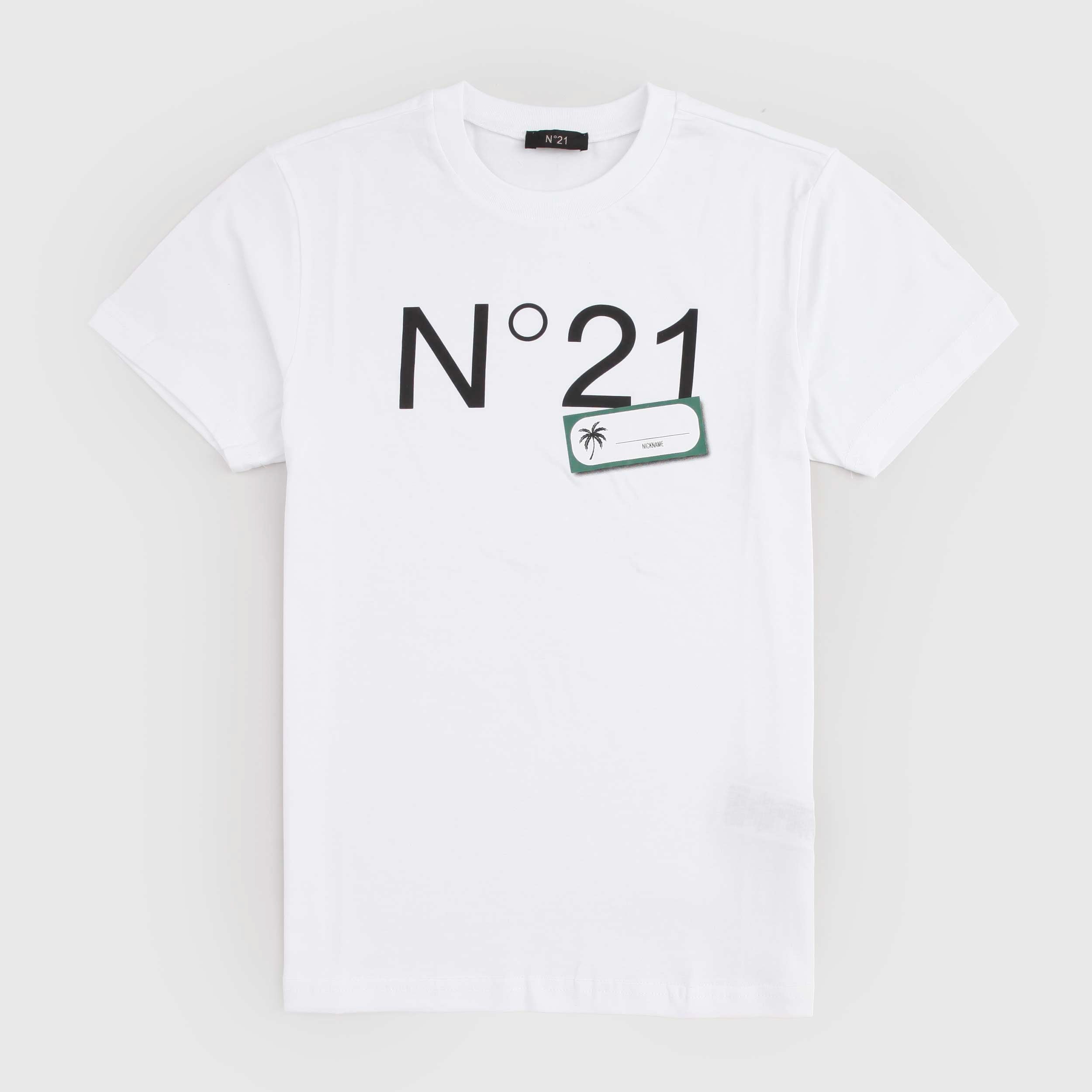 T-shirt Bianca Con Logo Stampa Sul Davanti Firmata N.21