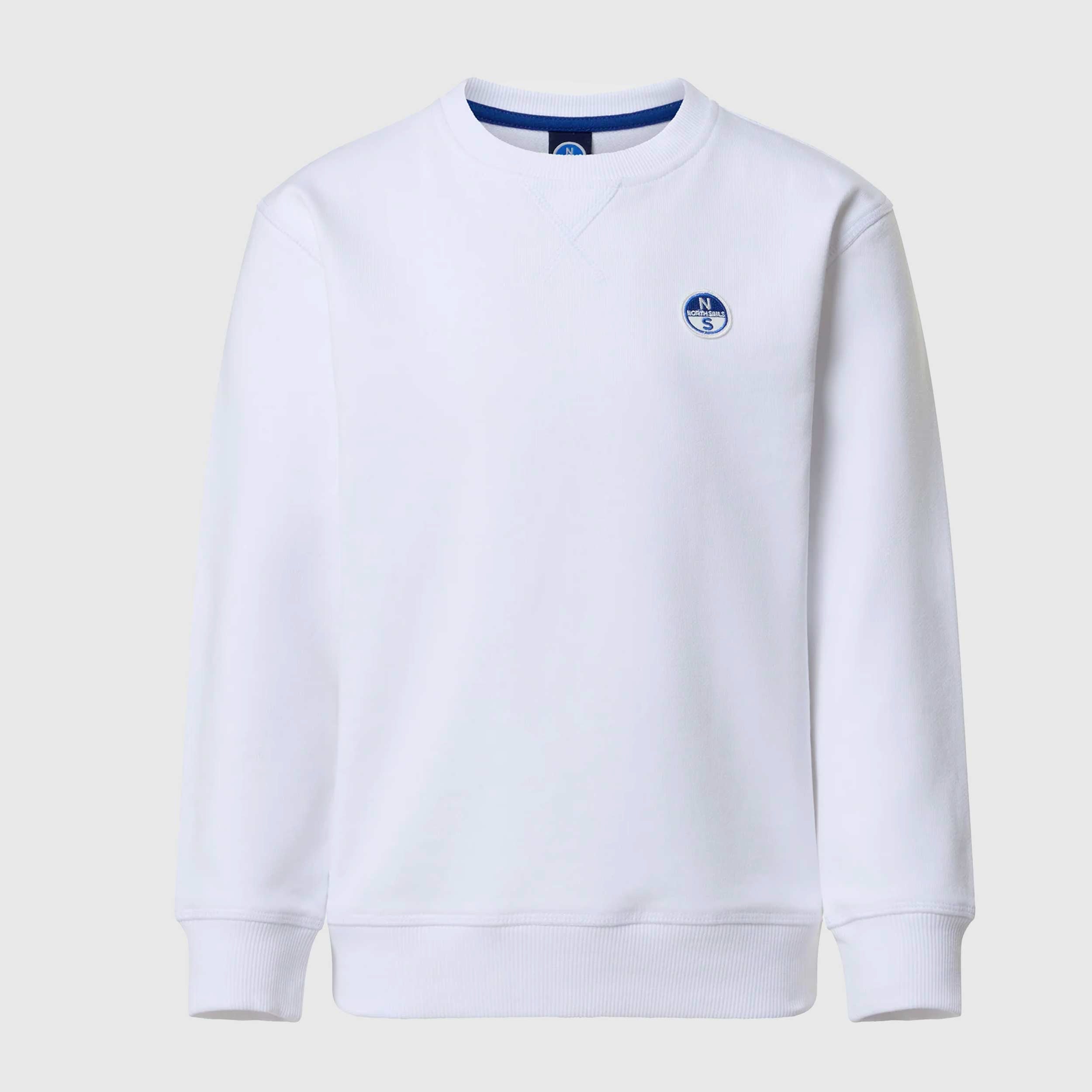 White Sweatshirt with Embroidered Logo Patch by NORTH SAILS