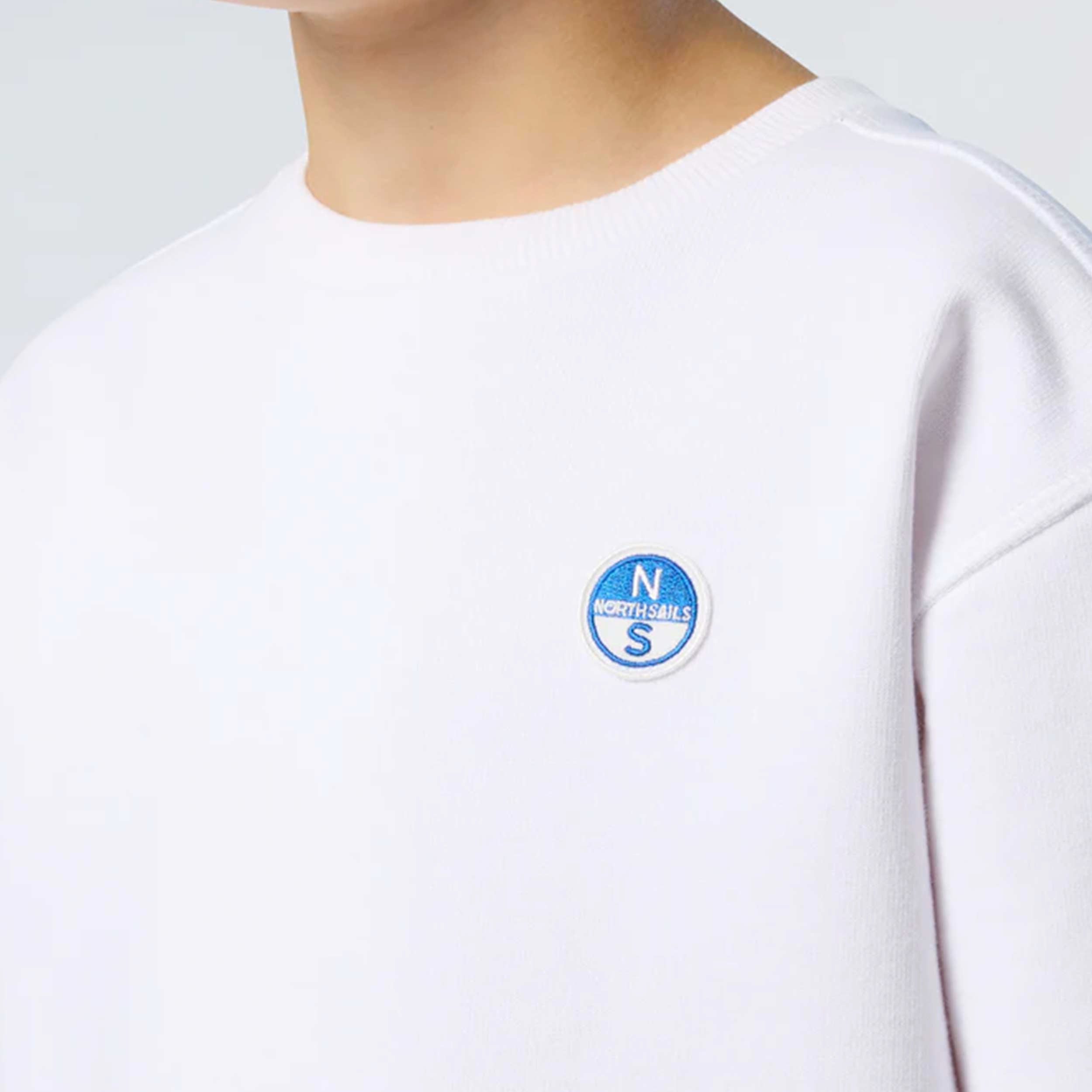 White Sweatshirt with Embroidered Logo Patch by NORTH SAILS