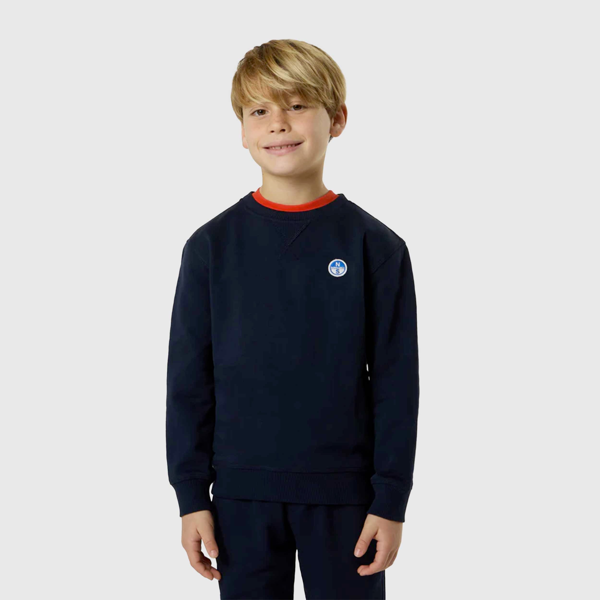Blue Sweatshirt with Embroidered Logo Patch Signed NORTH SAILS