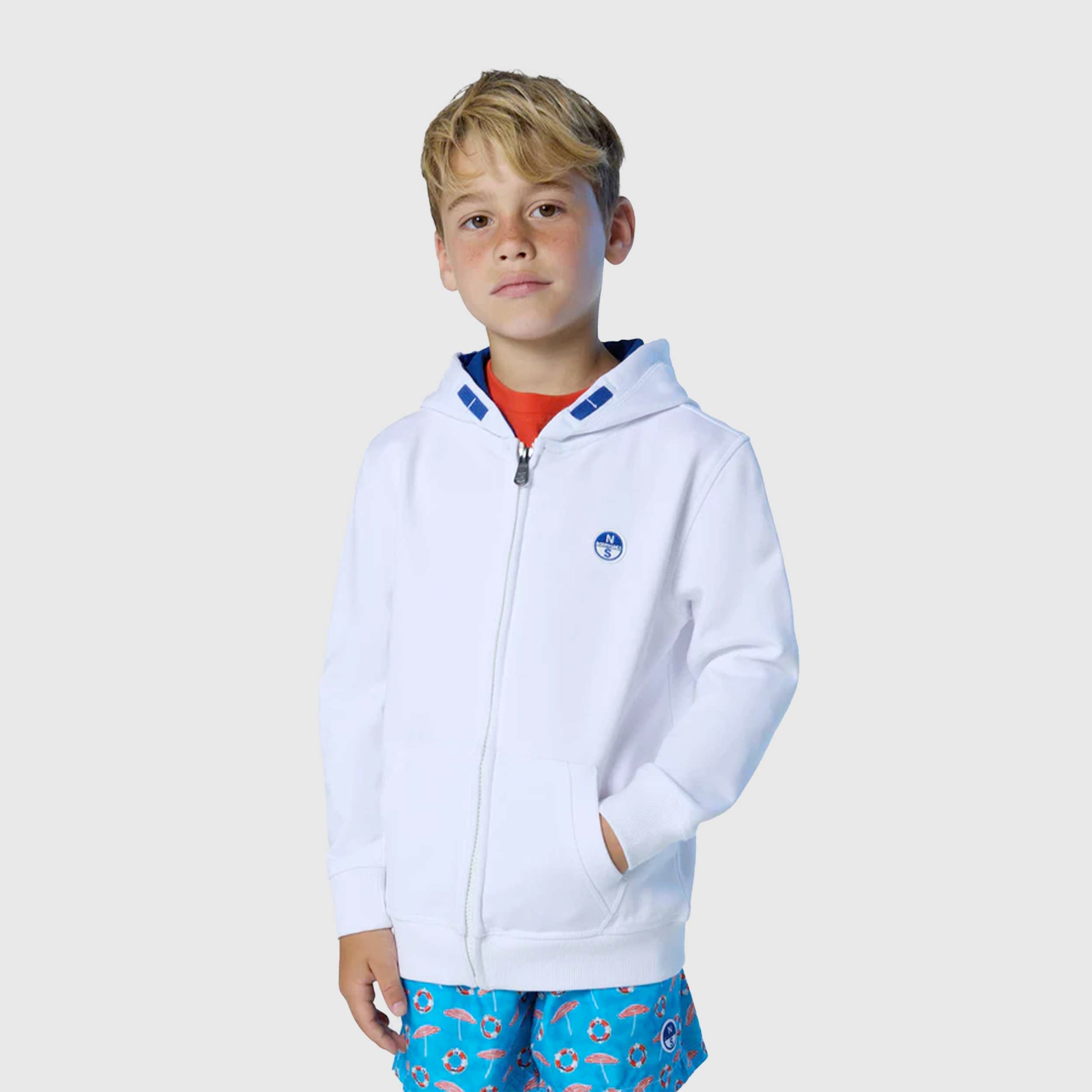 White Hoodie with Blue Interior Signed NORTH SAILS