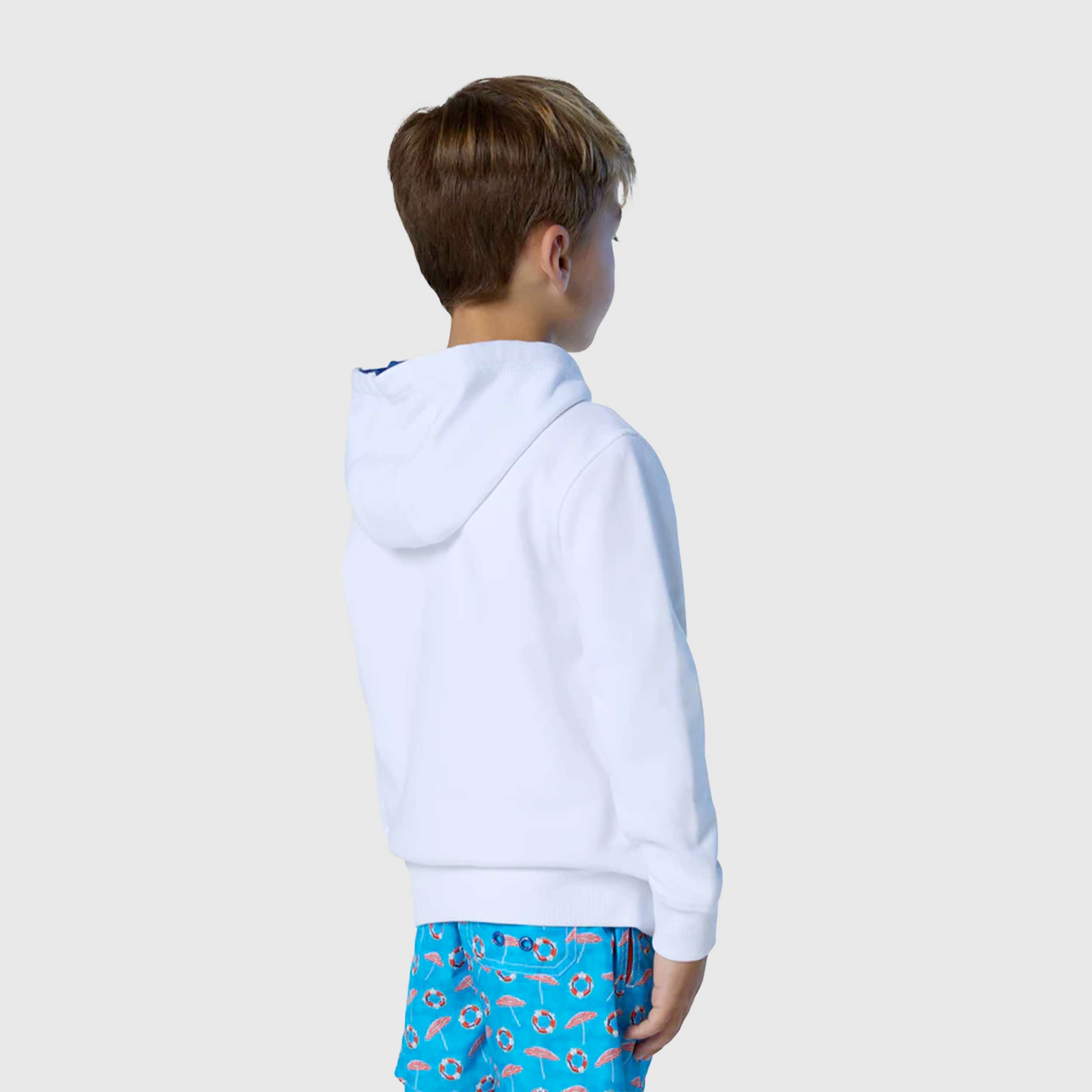 Felpa Bianca con Cappuccio Interno Blu Firmata NORTH SAILS
