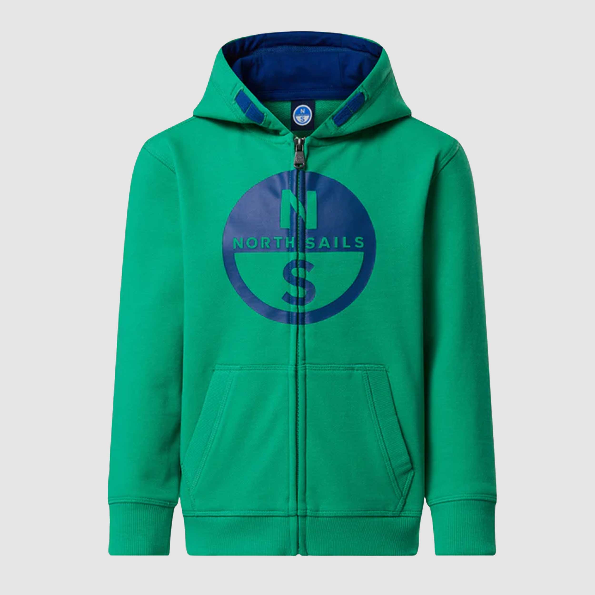 NORTH SAILS Branded Green and Blue Zip-Up Hoodie