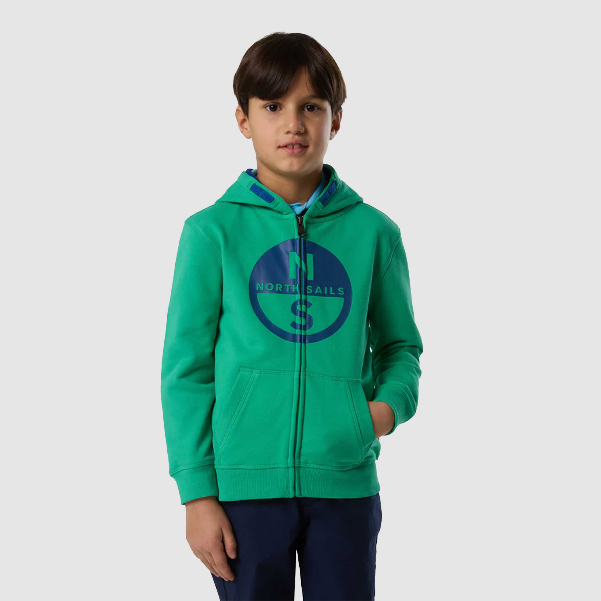 NORTH SAILS Branded Green and Blue Zip-Up Hoodie