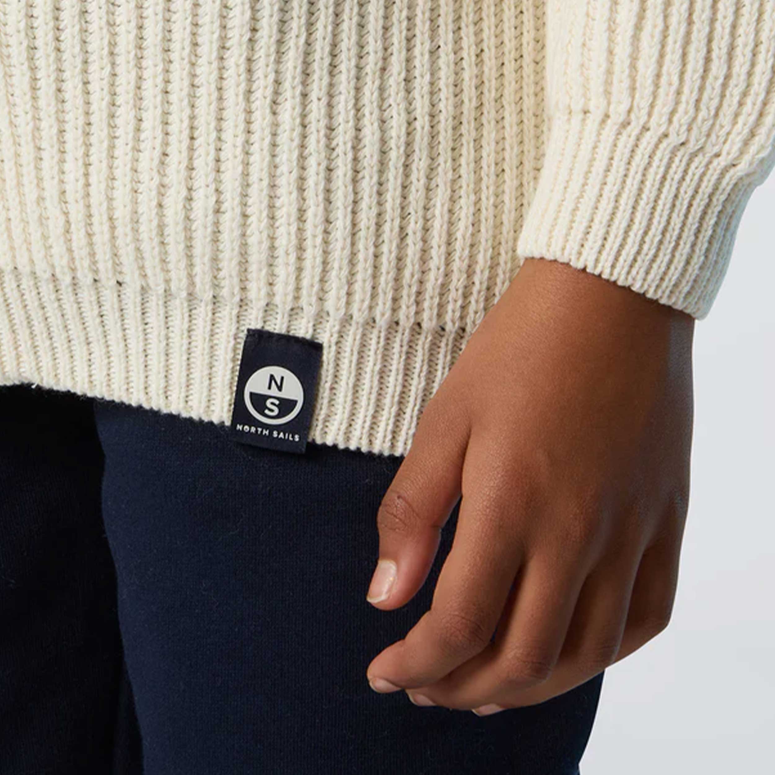 Cardigan Beige A Coste Con Zip Firmato NORTH SAILS