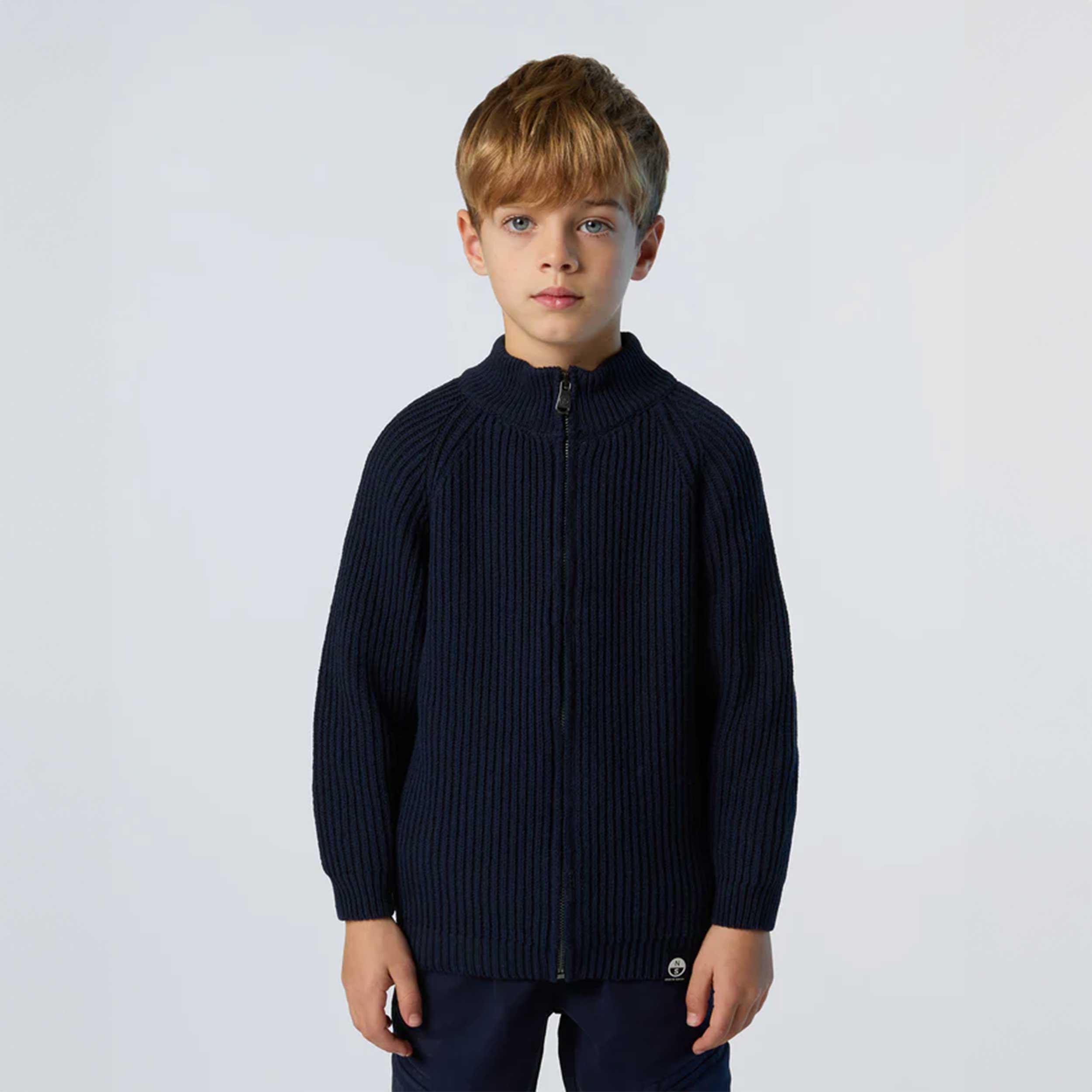 Cardigan Blu A Coste Con Zip Firmato NORTH SAILS