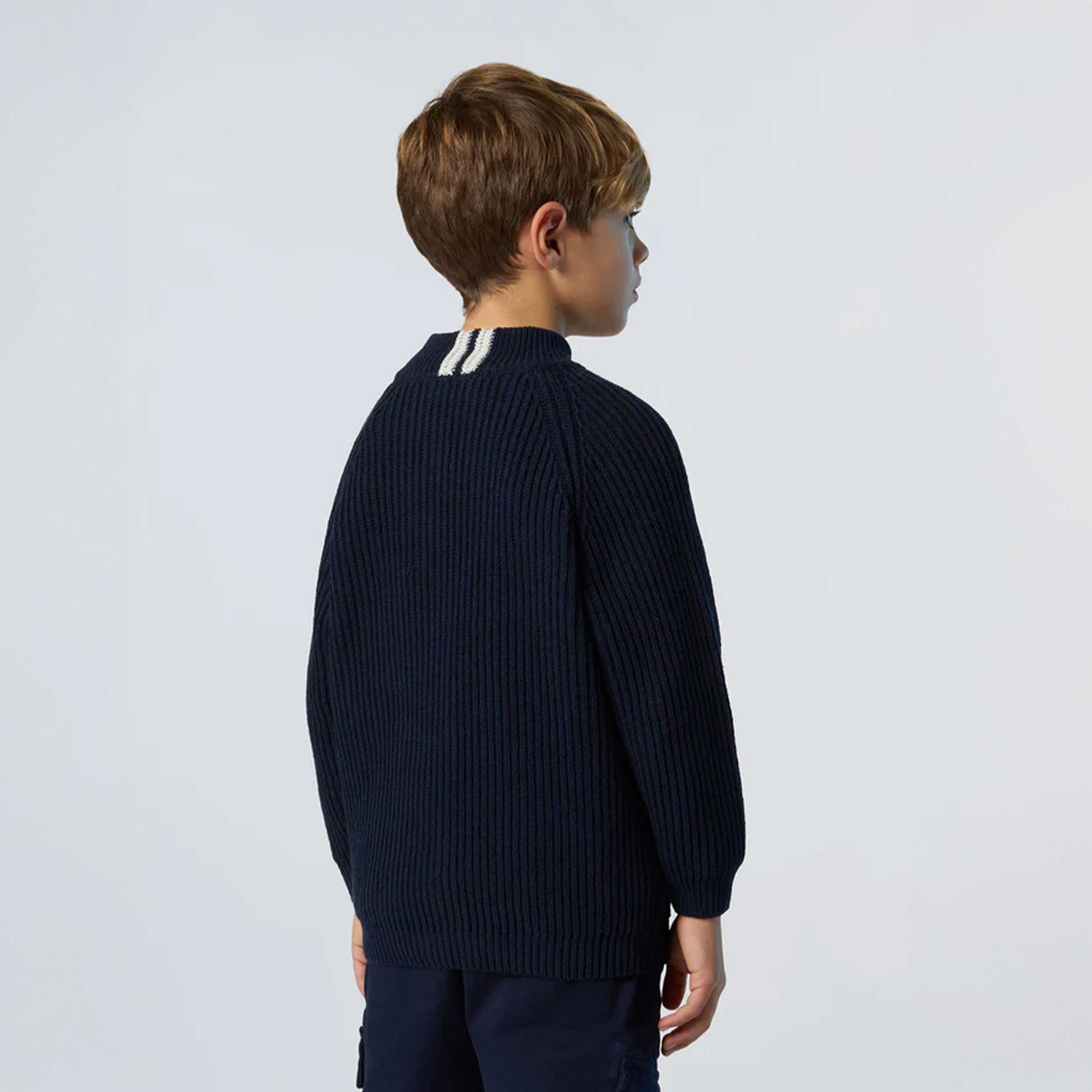 Cardigan Blu A Coste Con Zip Firmato NORTH SAILS