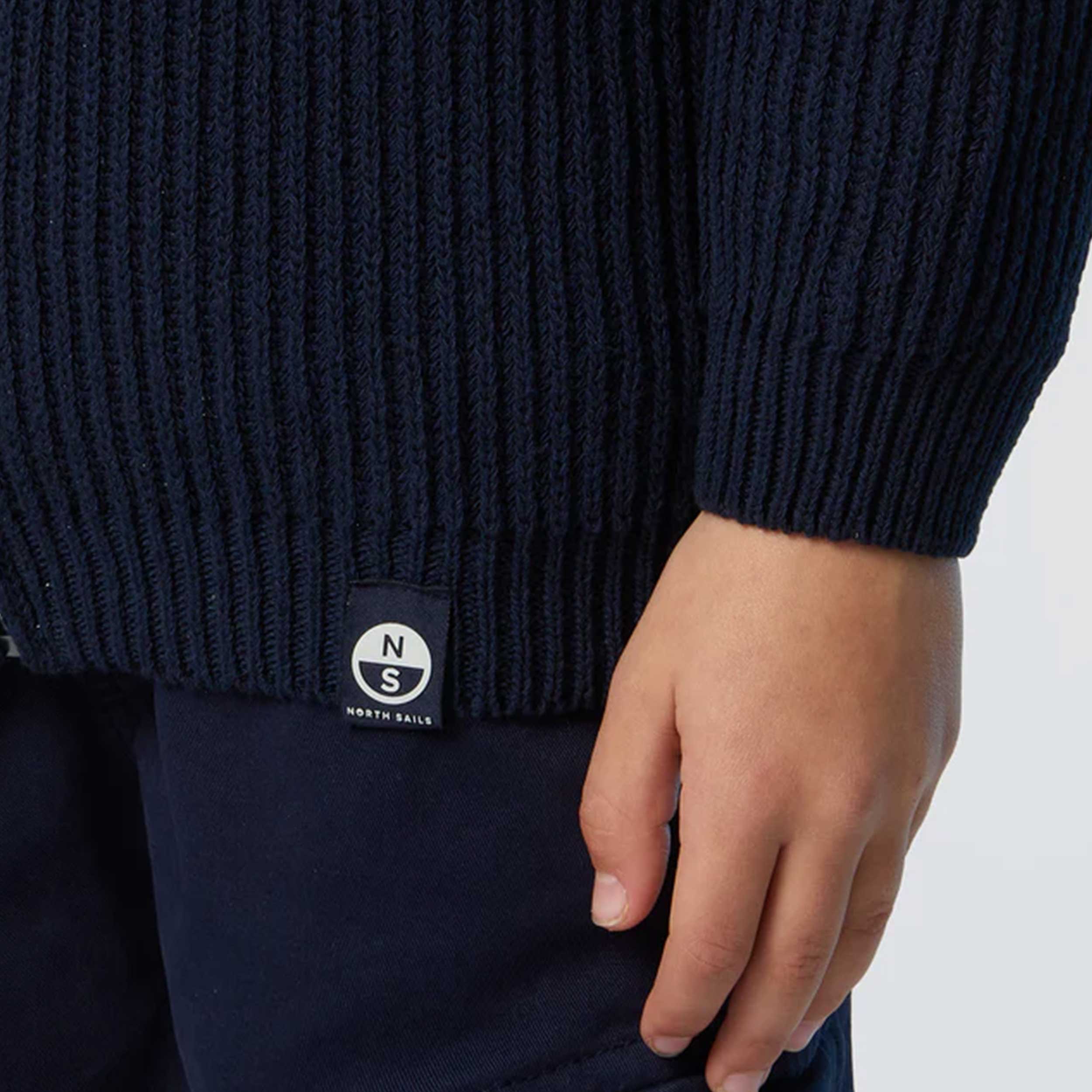 Cardigan Blu A Coste Con Zip Firmato NORTH SAILS