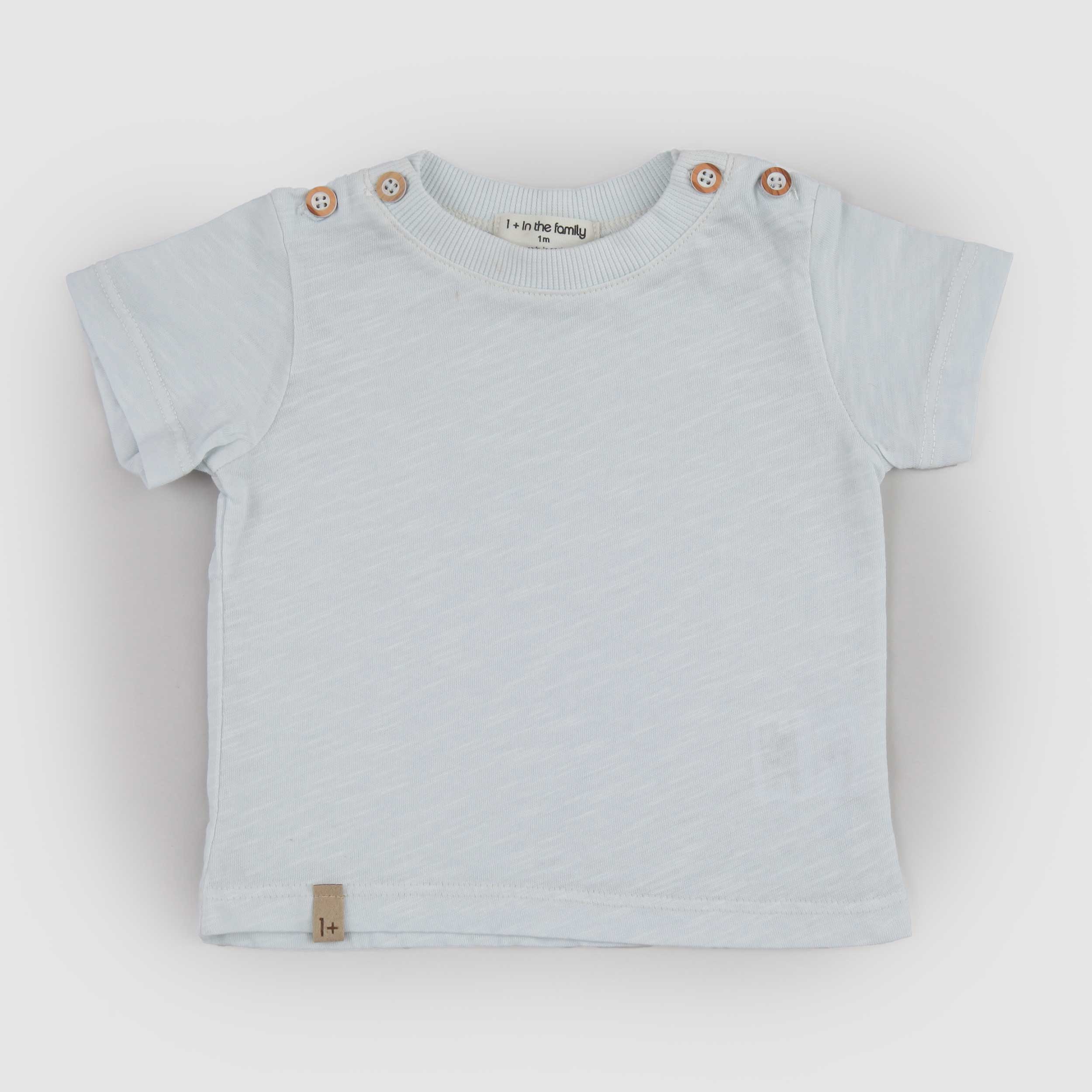 Sky Blue T-shirt with Buttons by ONE MORE IN THE FAMILY