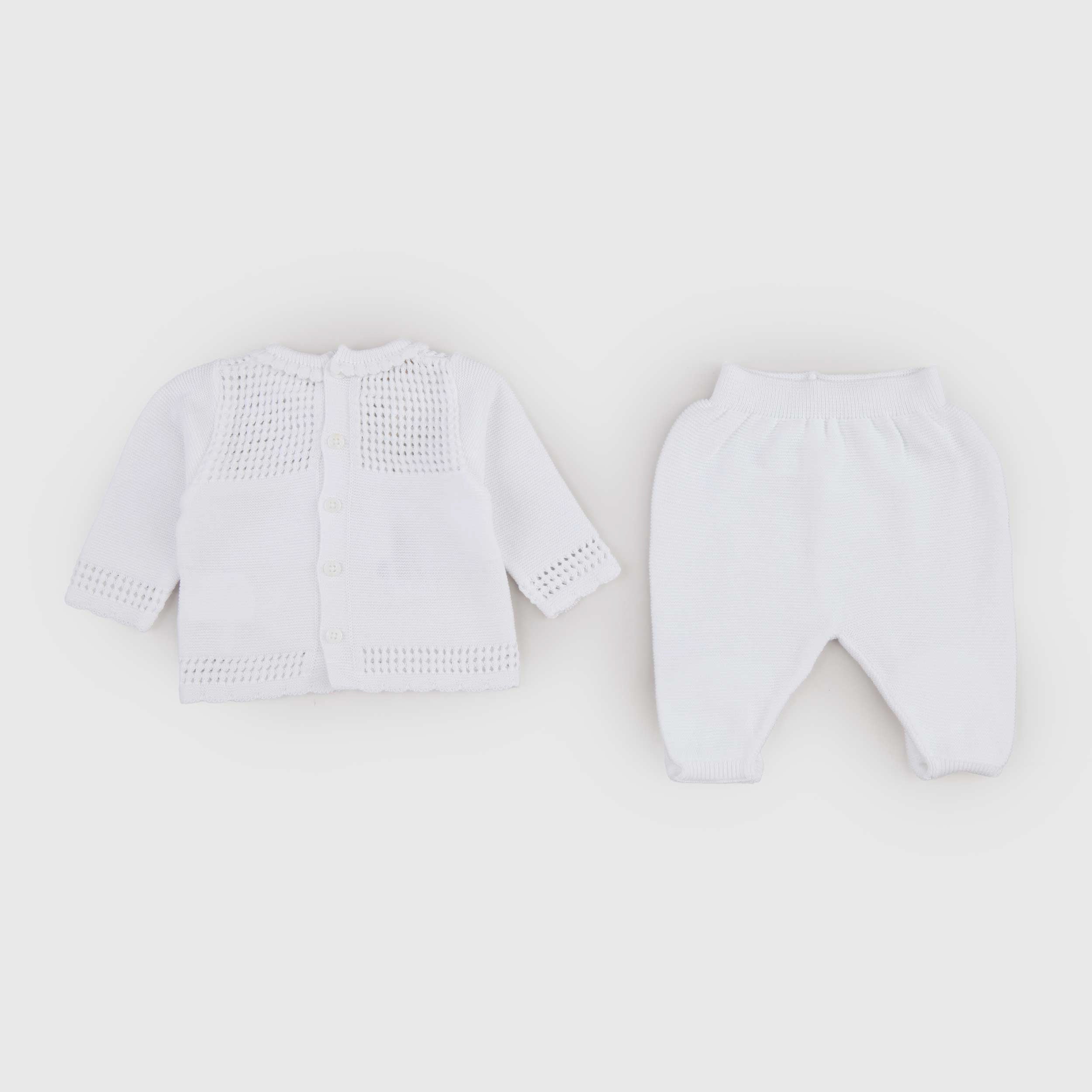 Completino Bianco Lavorato ai Ferri Firmato PECESA