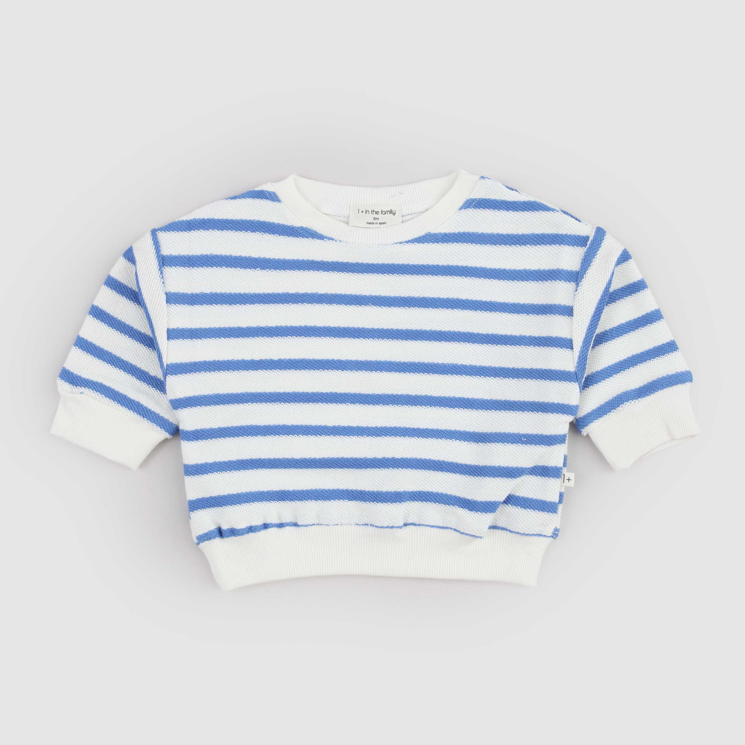 Felpa Bianca e Celeste Firmata ONE MORE IN THE FAMILY