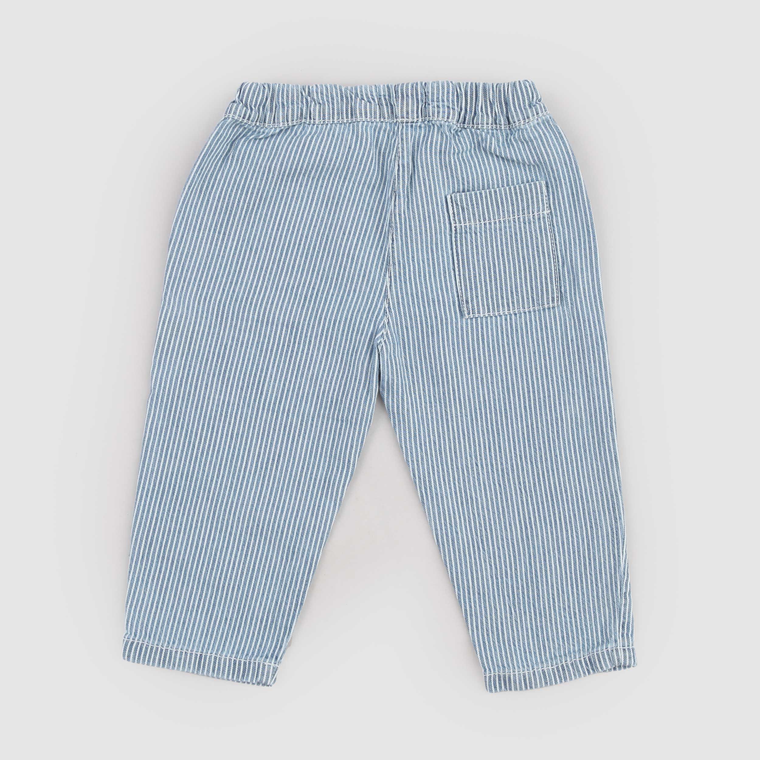 Pantalone Celeste con Tasca sul Retro Firmato ONE MORE IN THE FAMILY