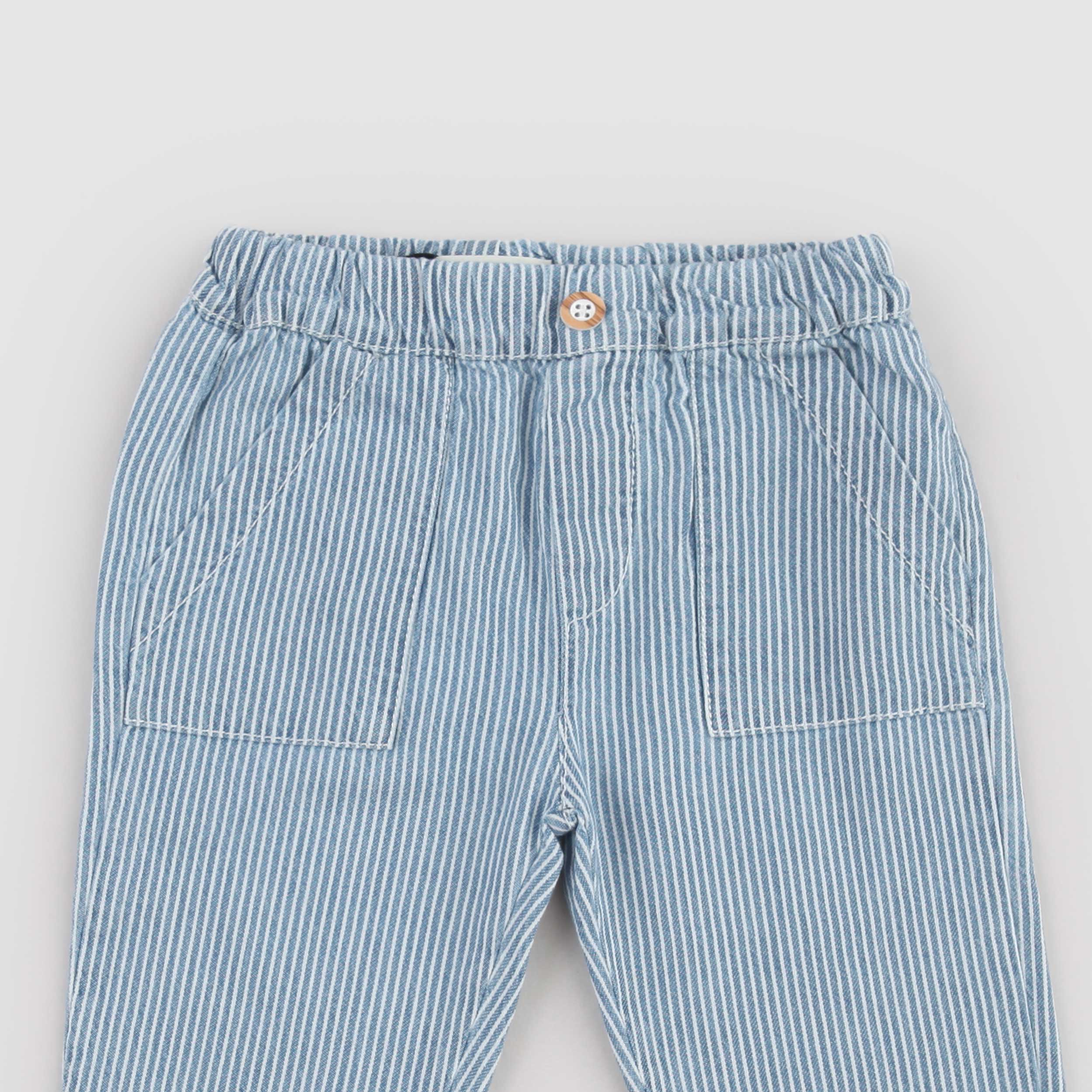 Light Blue Trousers with Back Pocket by ONE MORE IN THE FAMILY