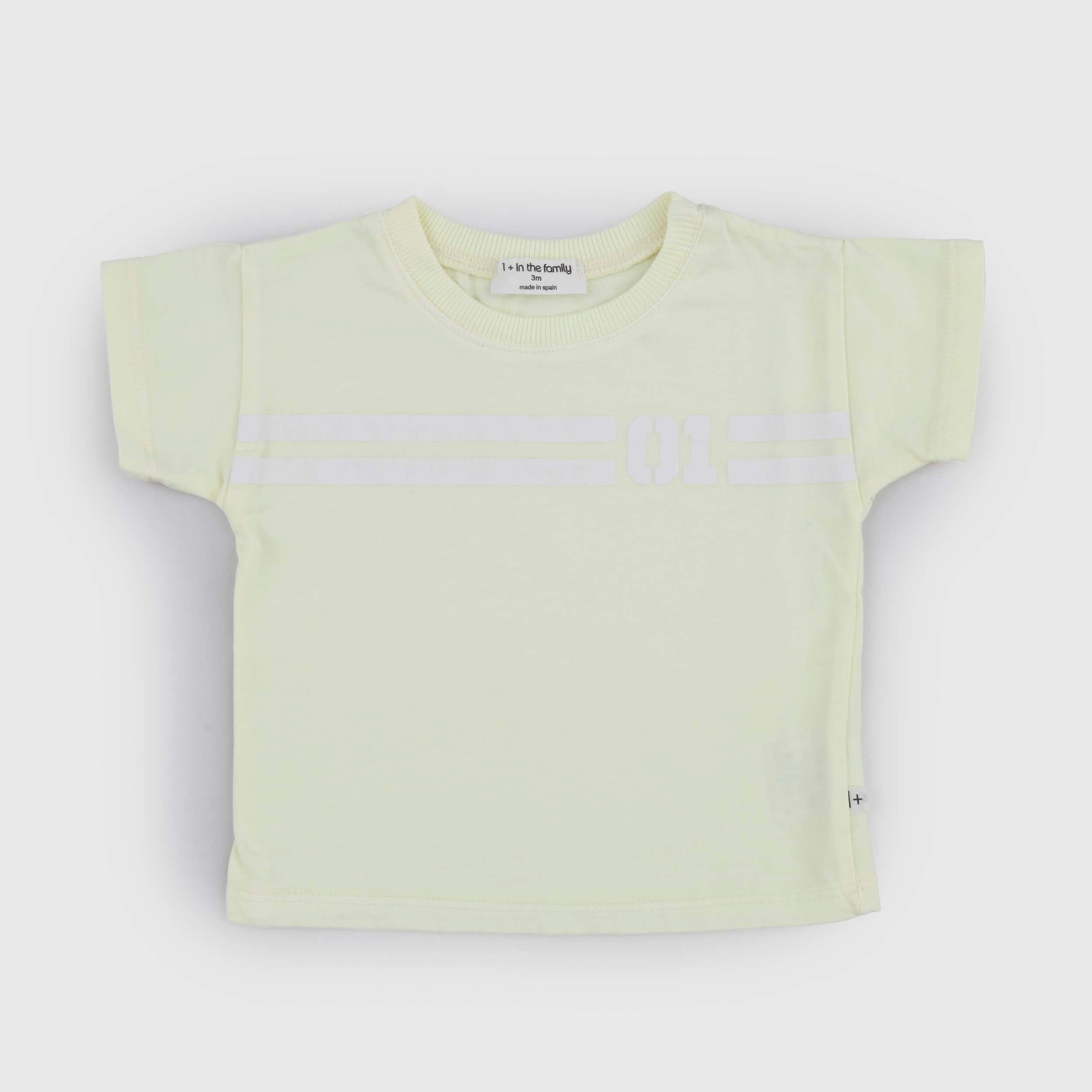 T-shirt Gialla con Stampa Iconica Firmata ONE MORE IN THE FAMILY