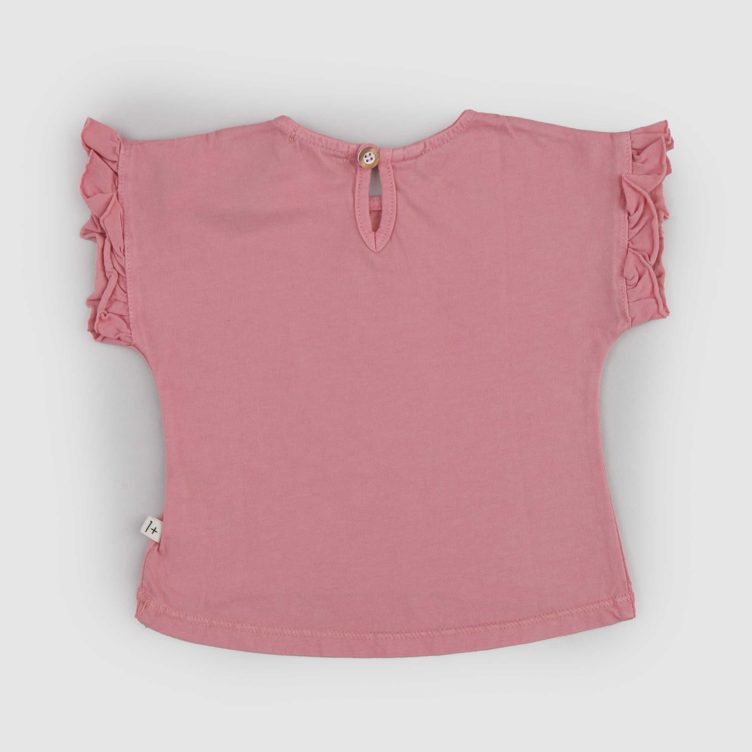 T-shirt Color Corallo con Rouge Firmata ONE MORE IN THE FAMILY