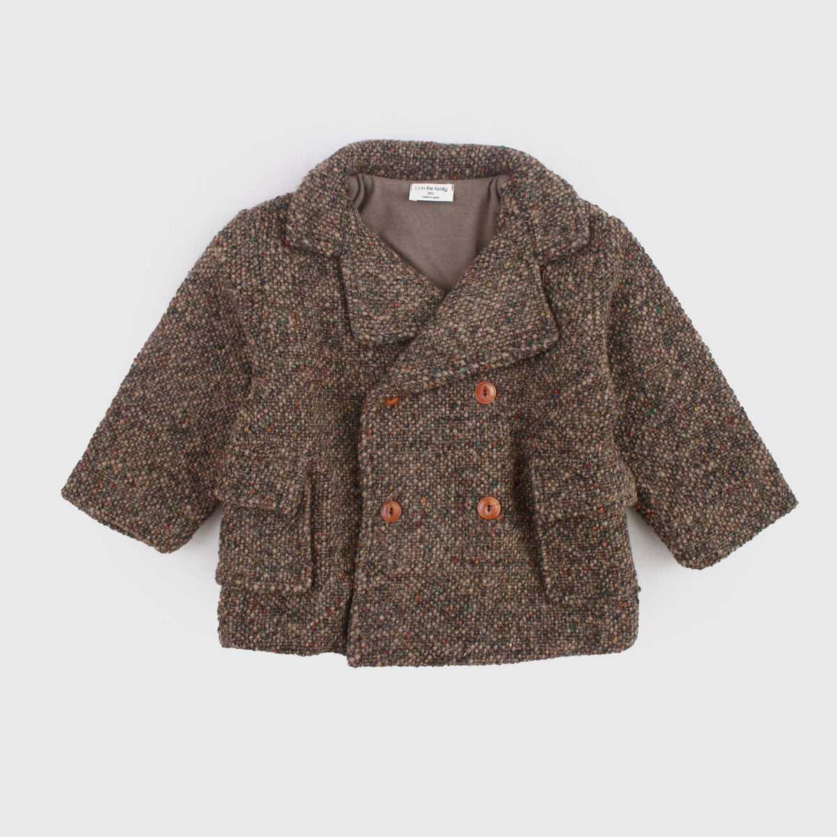 Brown and Beige Coat for Newborn by ONE MORE IN THE FAMILY