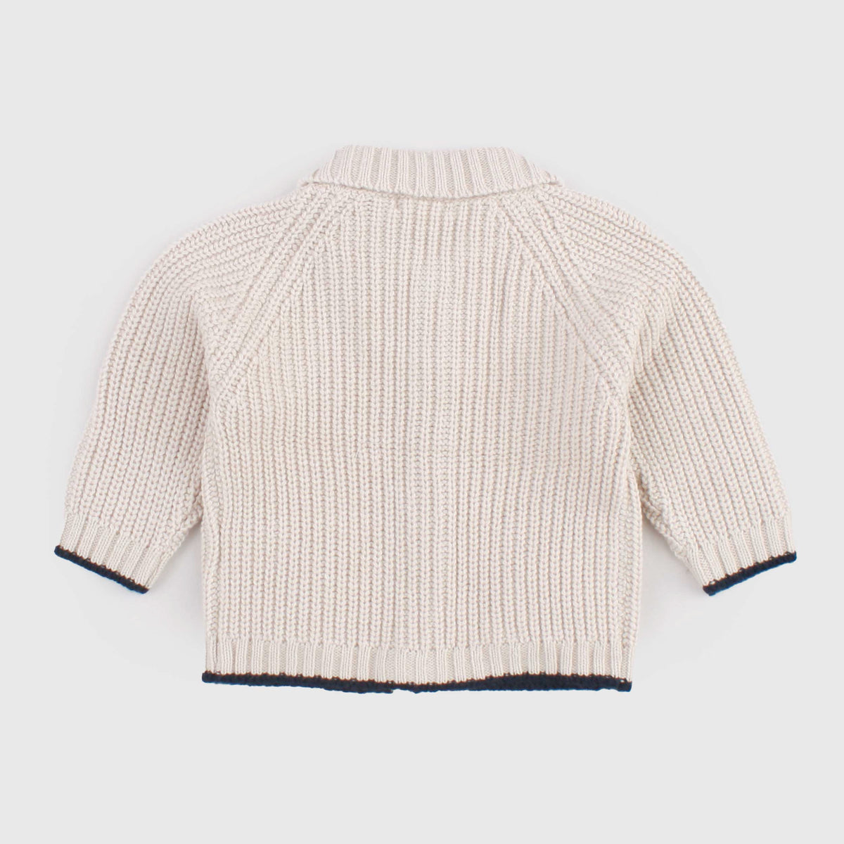 Beige Cardigan with Blue Edges for Newborn by ONE MORE IN THE FAMILY