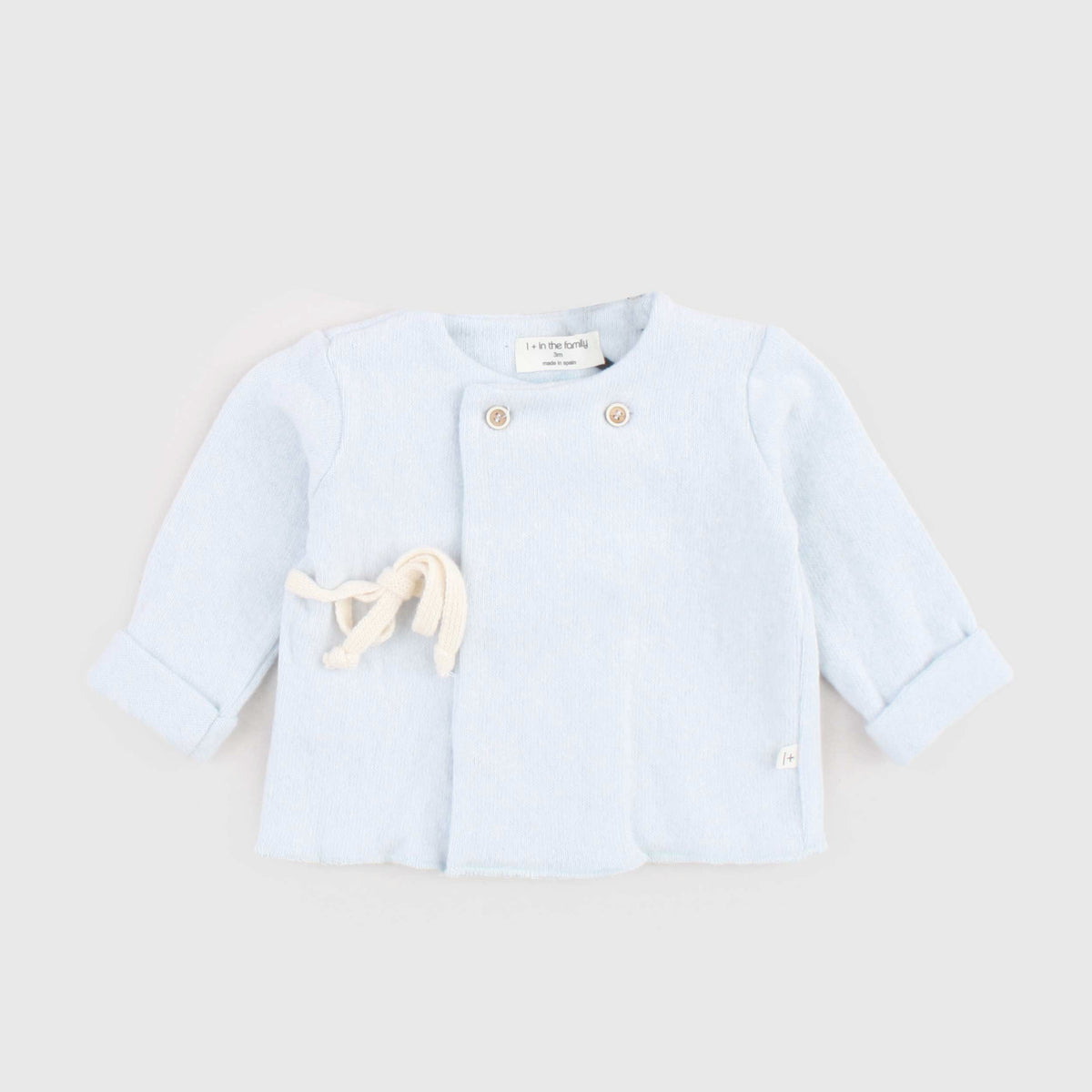 One More in the Family Double-Breasted Baby Light Blue Jersey