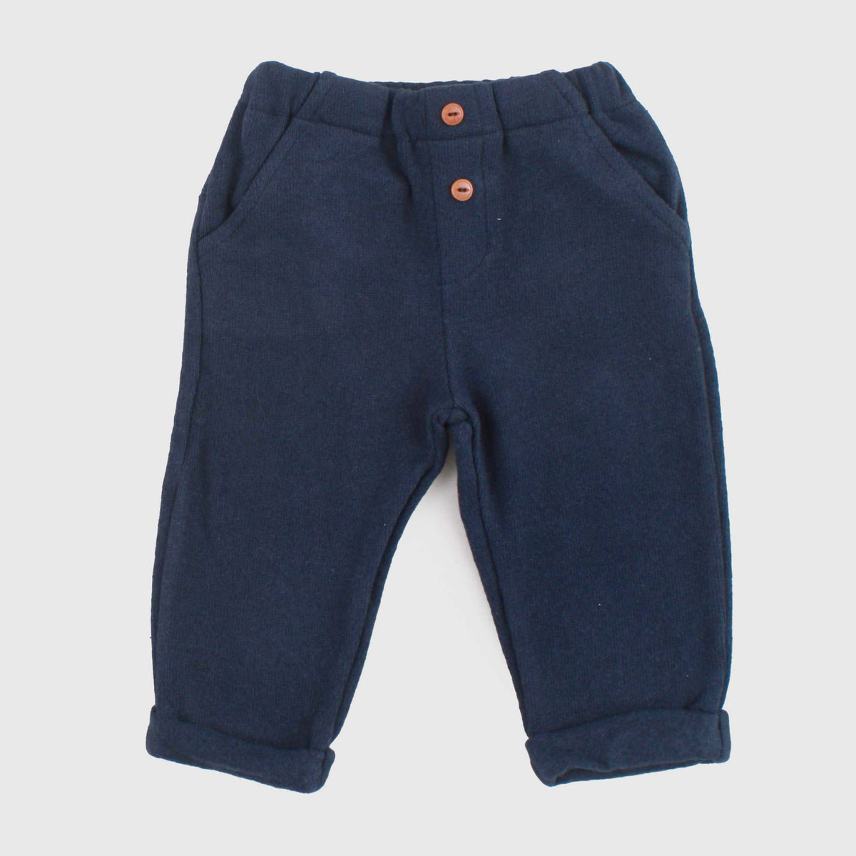 Blue Button-Up Trousers for Newborn by ONE MORE IN THE FAMILY