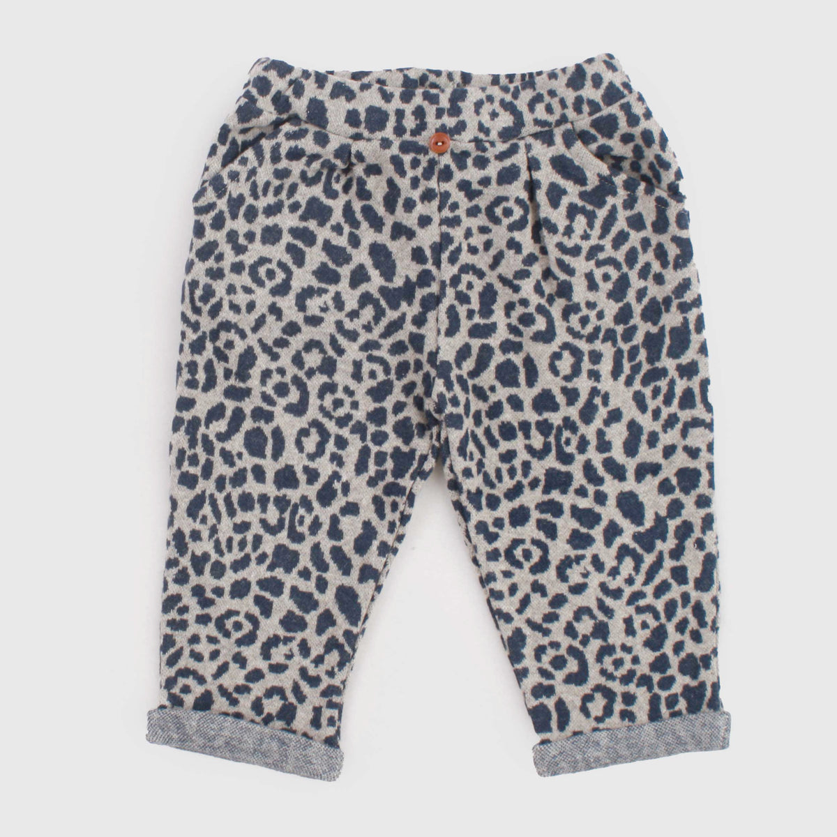 Grey and Blue Spotted Trousers for Newborn by ONE MORE IN THE FAMILY